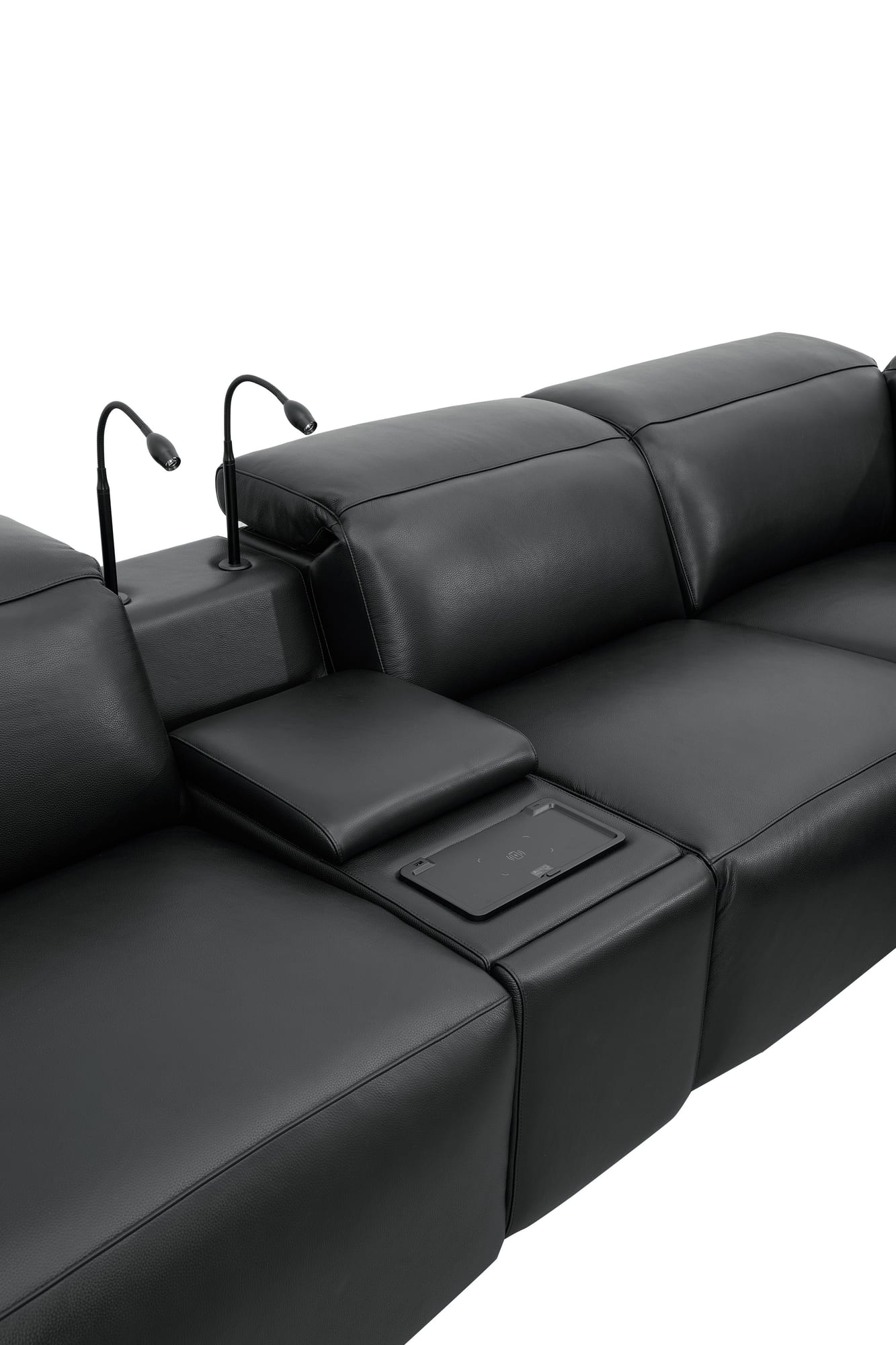 Holly Black Italian Leather 6-Piece Power Reclining Corner Sectional with Console view 11
