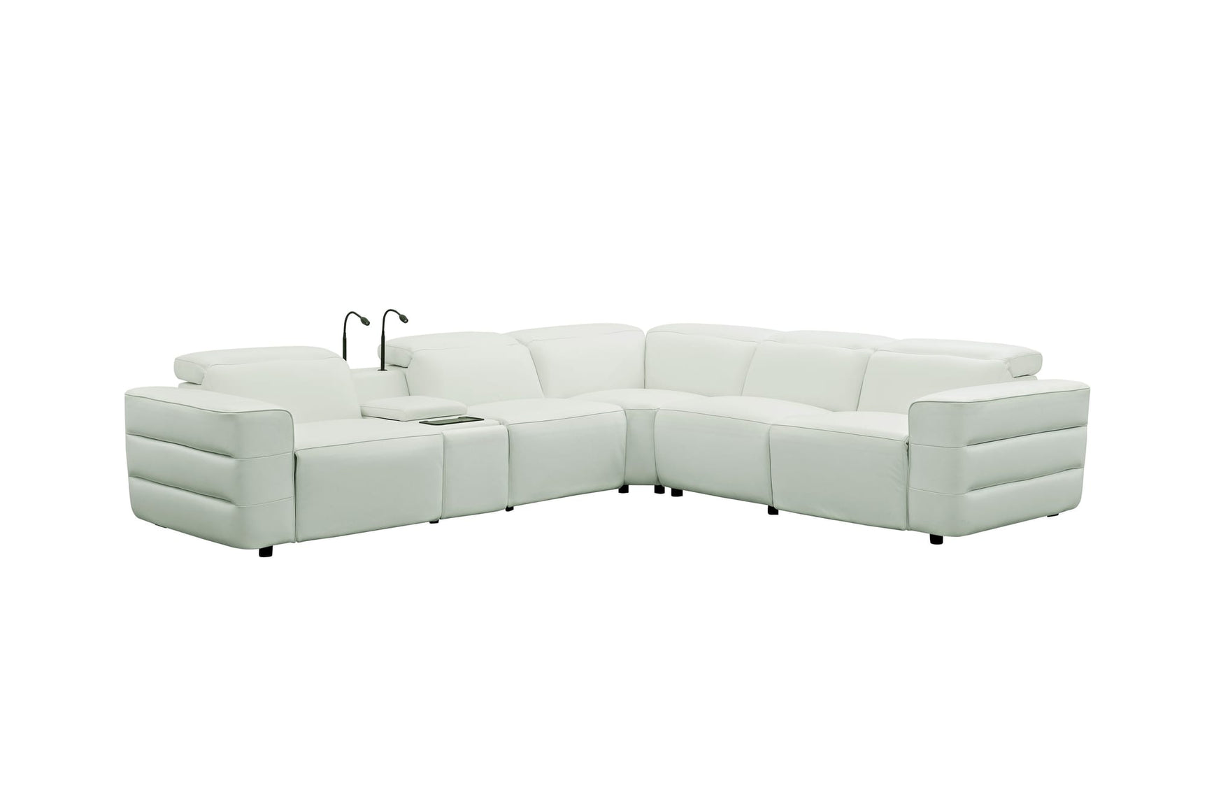 Holly White 6-Piece Italian Leather Power Reclining Sectional with Console view 6