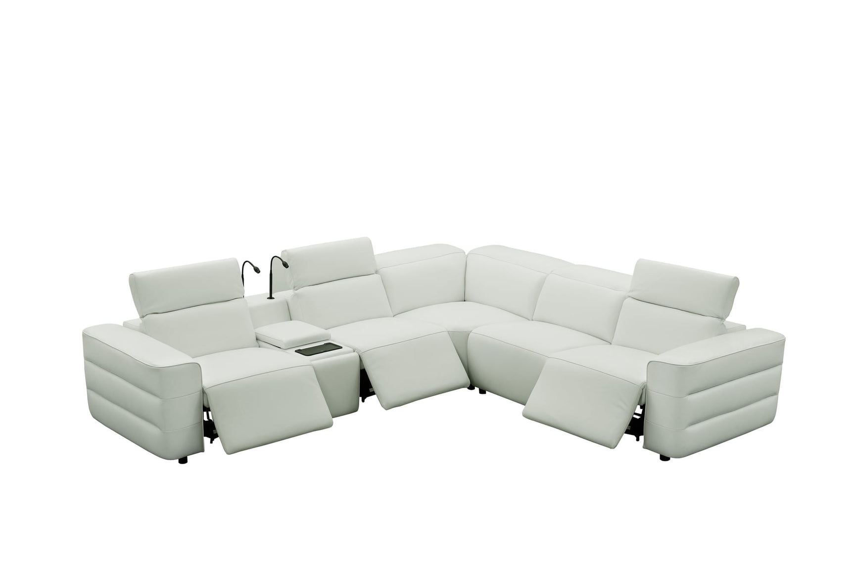 Holly White 6-Piece Italian Leather Power Reclining Sectional with Console view 7