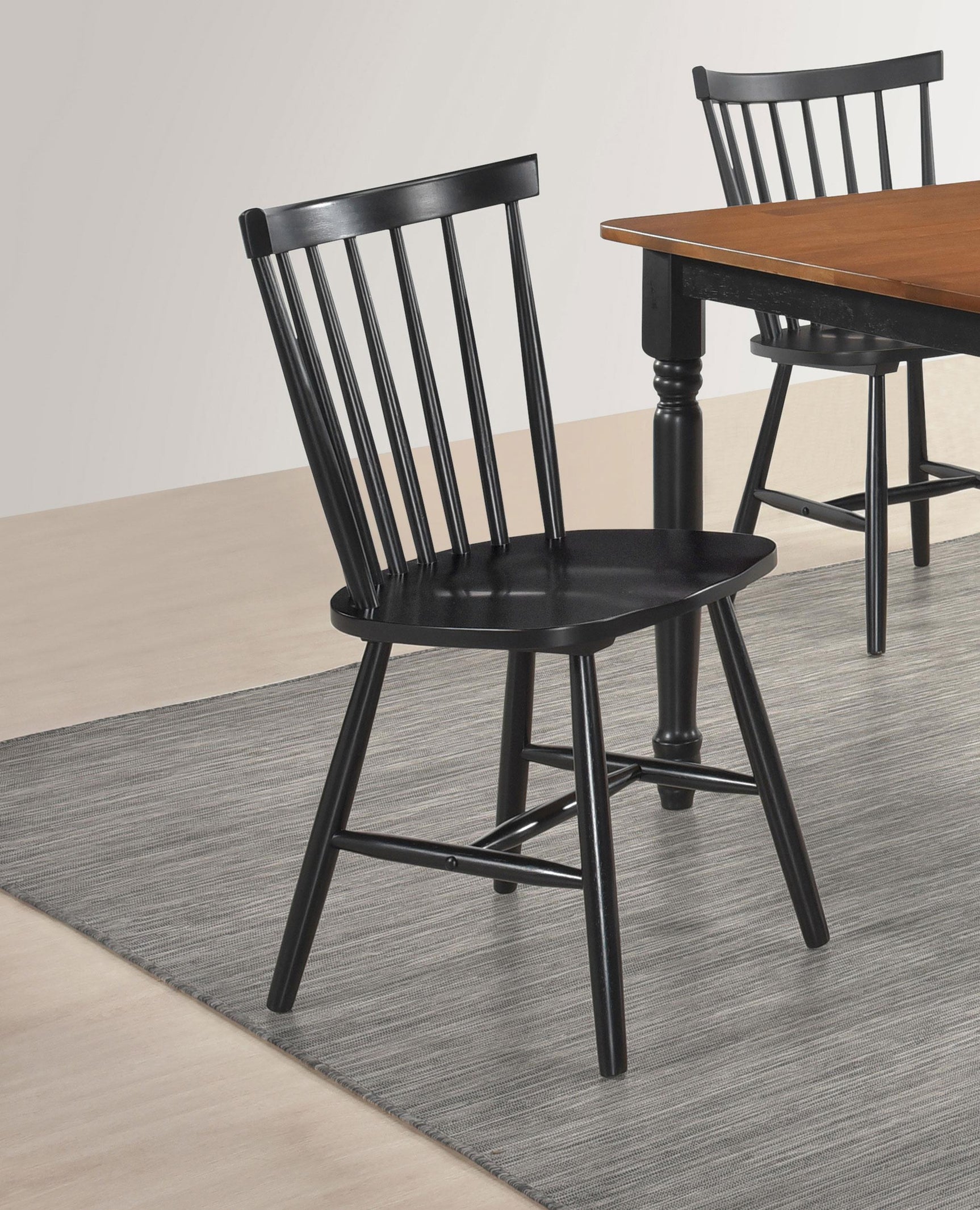Hollyoak Windsor Black Wood Dining Side Chair back view
