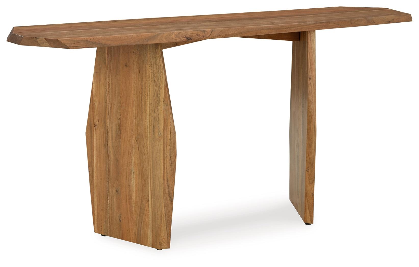 Holward Console Sofa Table side angle showing natural finish