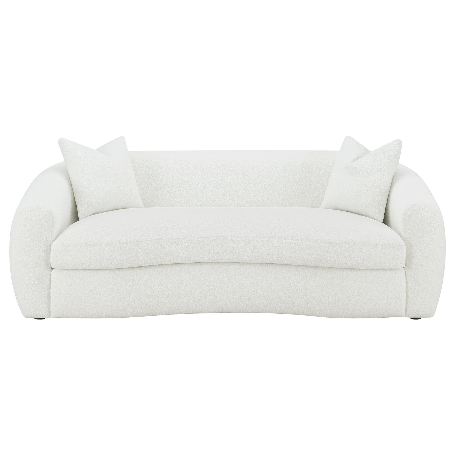 Close-up detail of faux sheepskin fabric upholstery