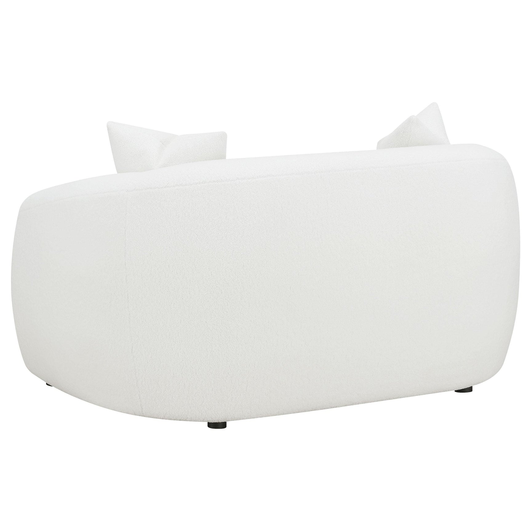 Front view of Isabella 3-piece sofa set with natural faux sheepskin upholstery