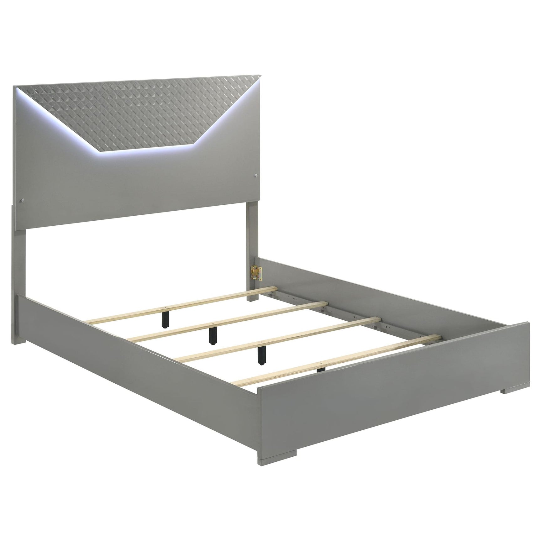 Ives Queen Panel Bed LED Headboard Grey High Gloss from Decor Furniture