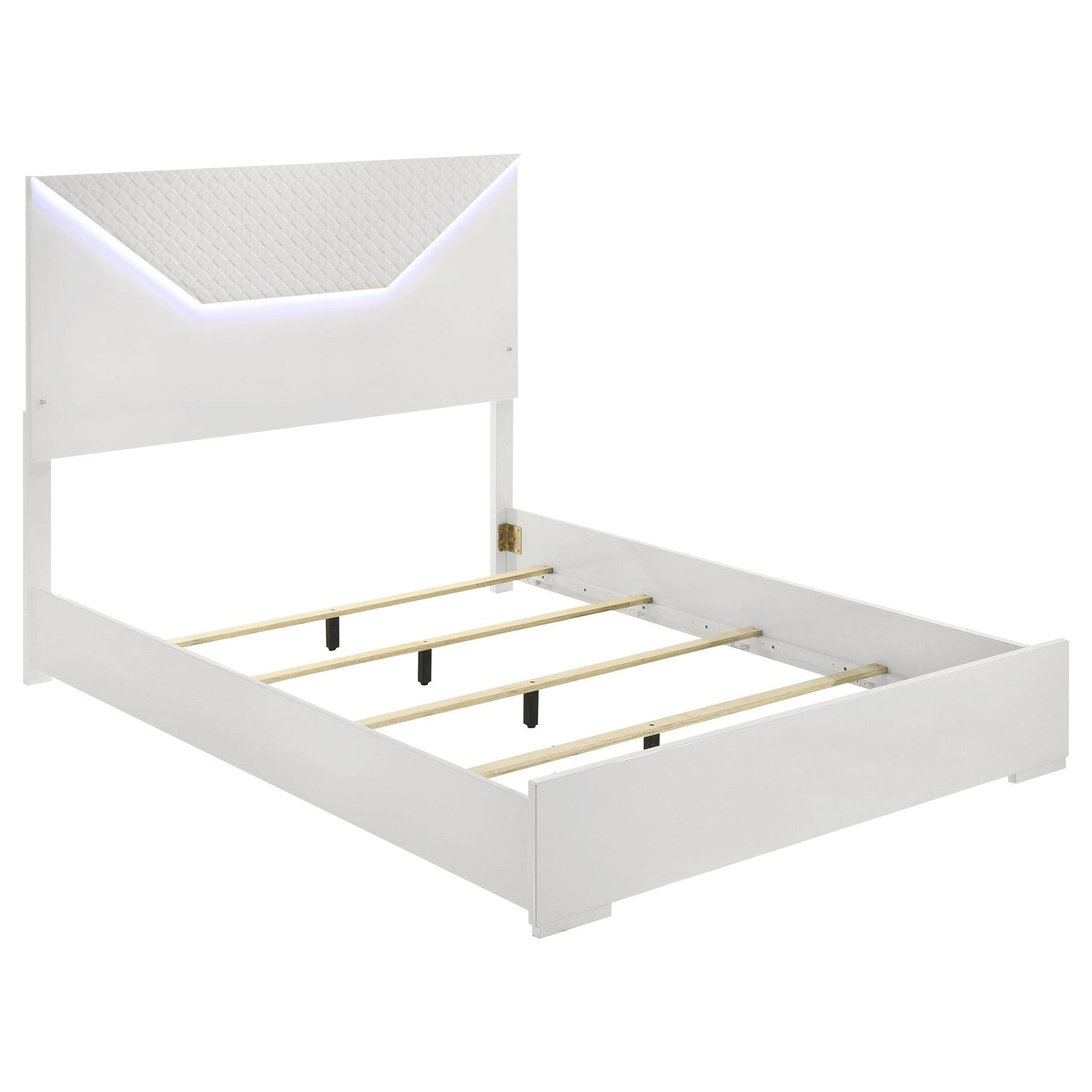 Ives Queen Panel Bed LED Headboard White High Gloss from Decor Furniture