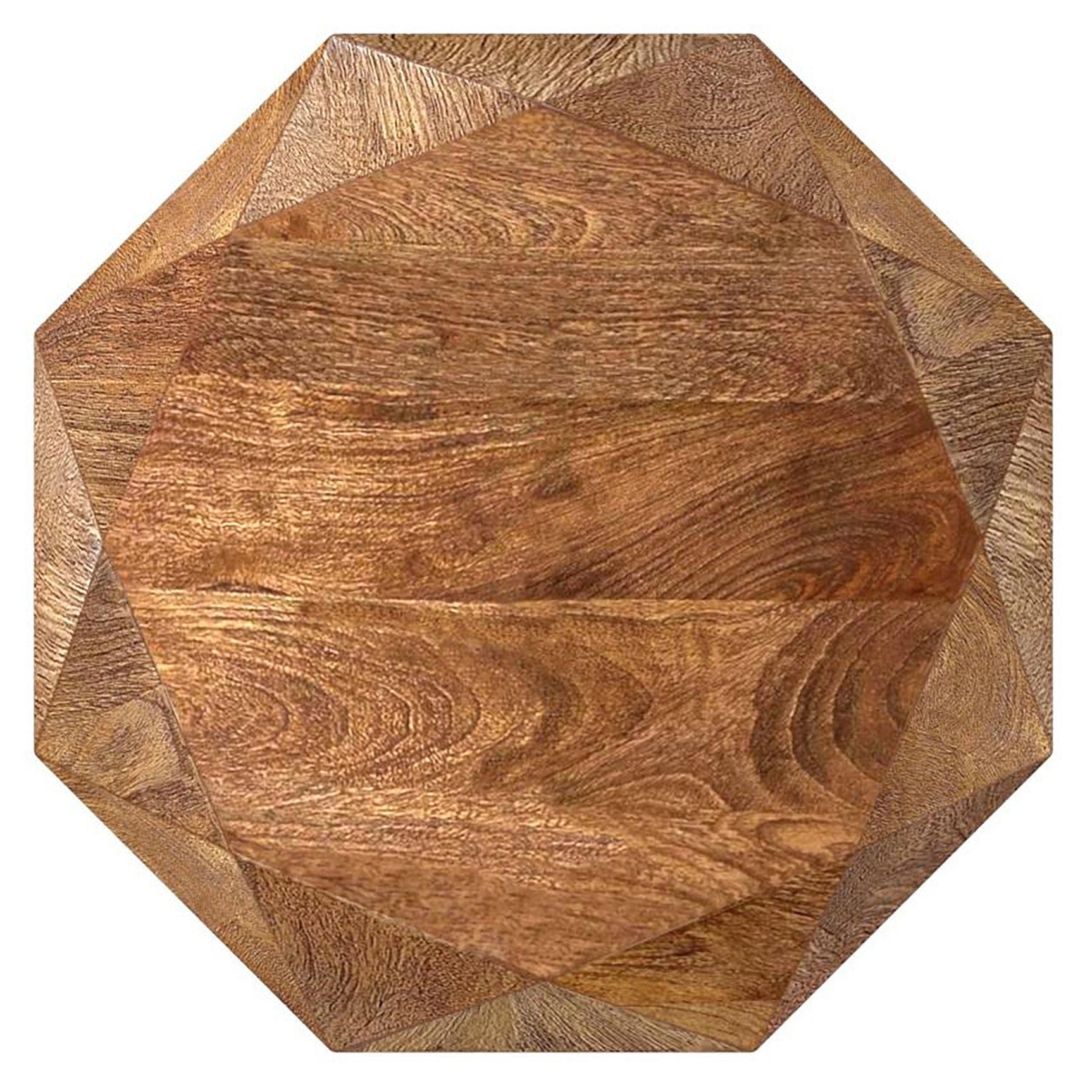 Side view of Jacinto mango wood side table natural brown