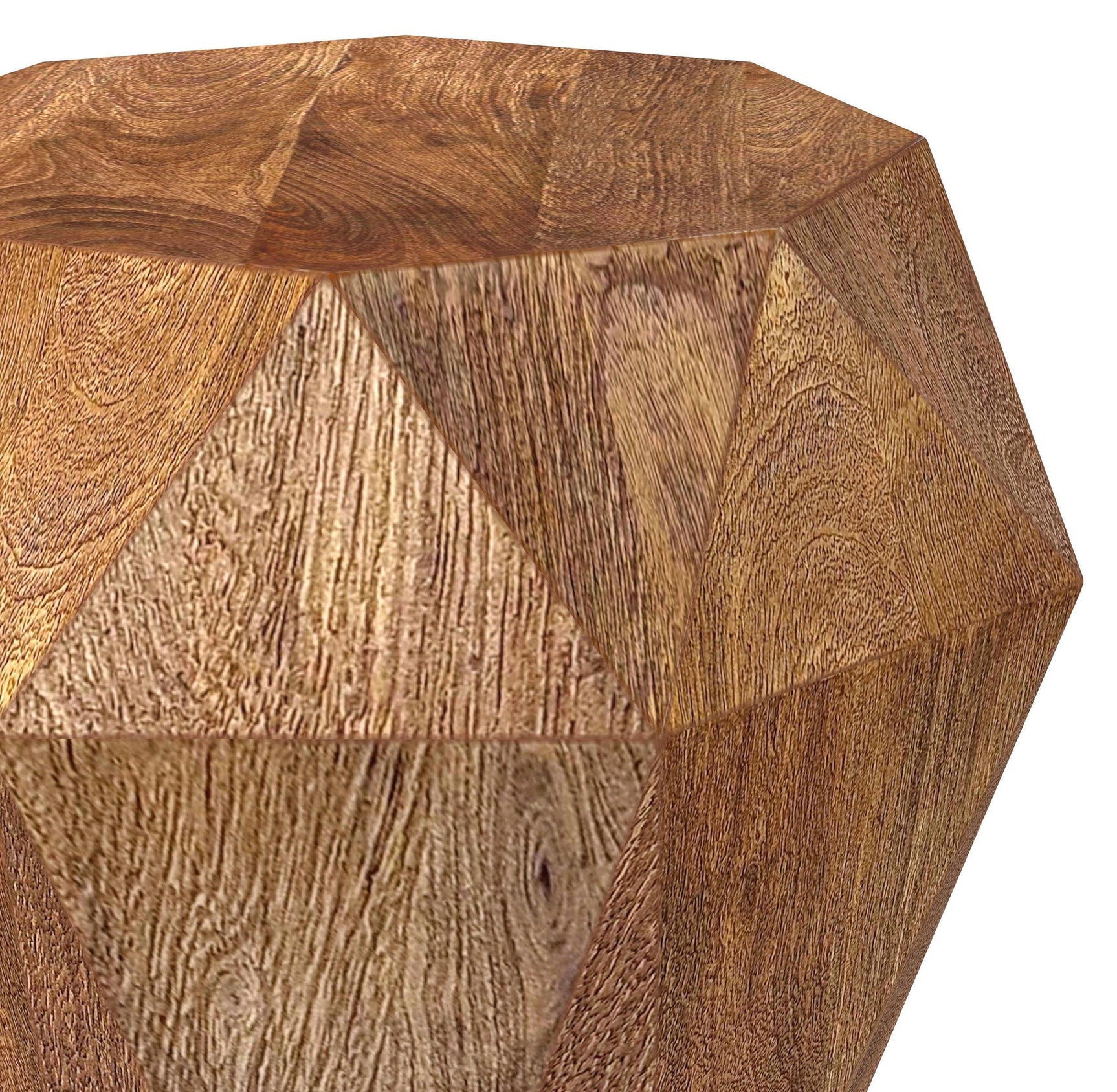 Top view of octagonal Jacinto side table in natural brown