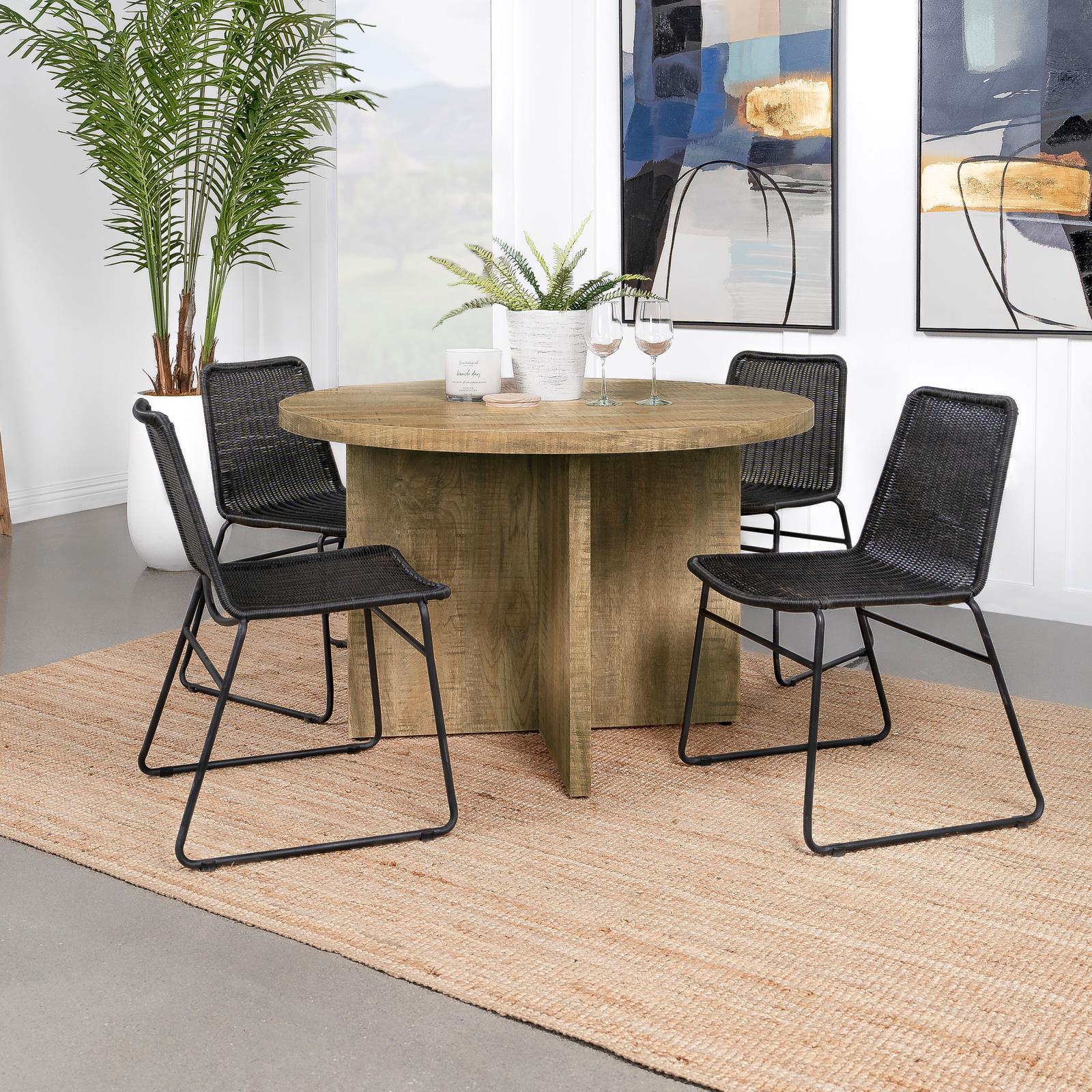 Dining table placed in a contemporary kitchen setting
