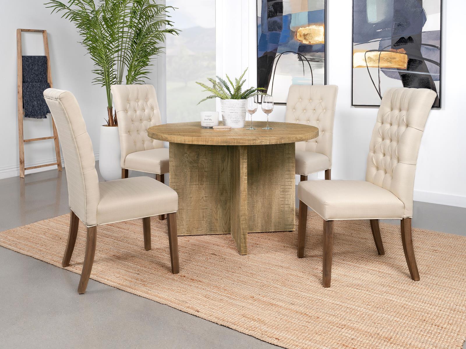 Jamestown round table seating four in cozy dining room