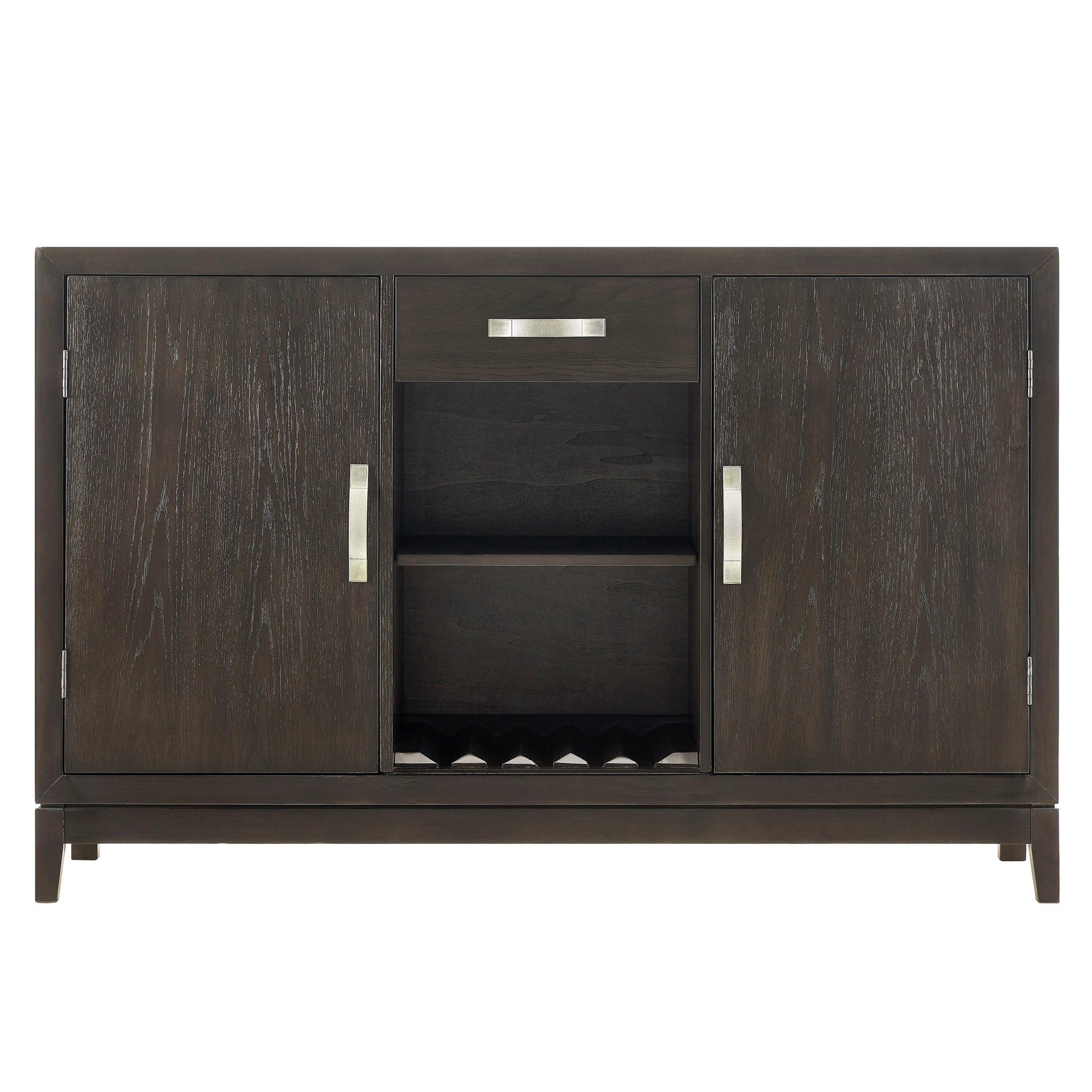 Jeffries dark brown modern solid wood and veneers dining sideboard close-up of wood grain
