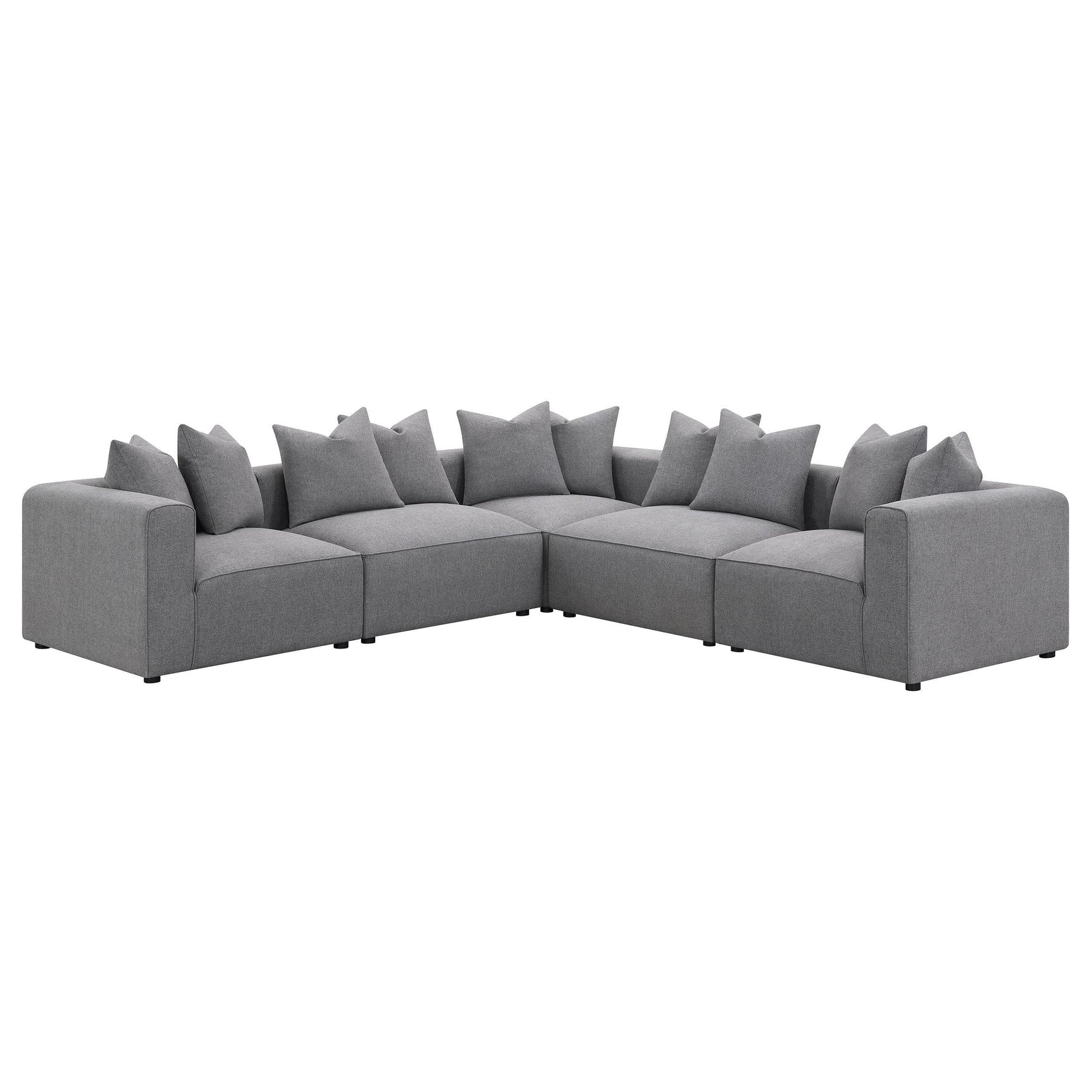 Jennifer grey upholstered armless accent chair front view