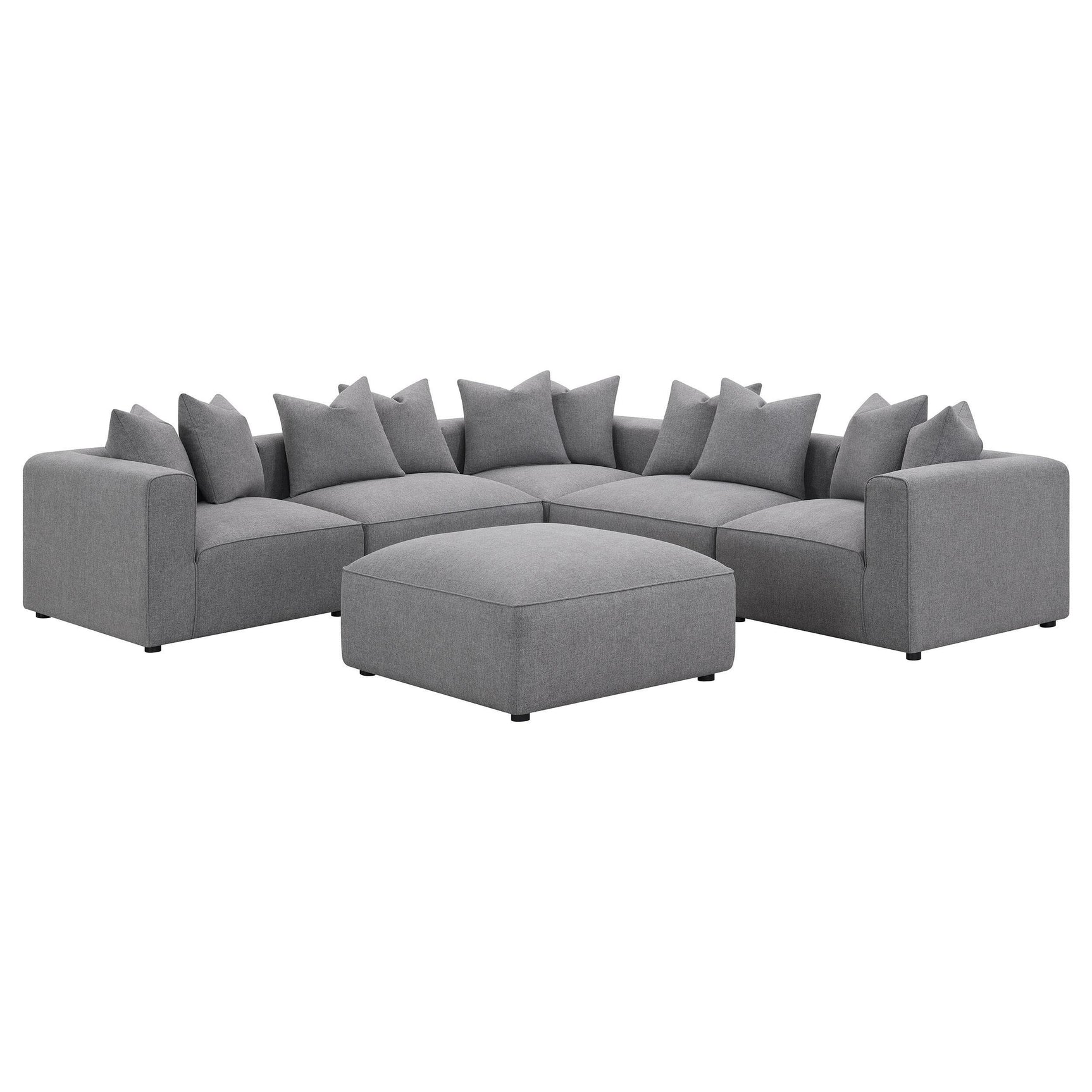 Jennifer grey upholstered armless accent chair front view