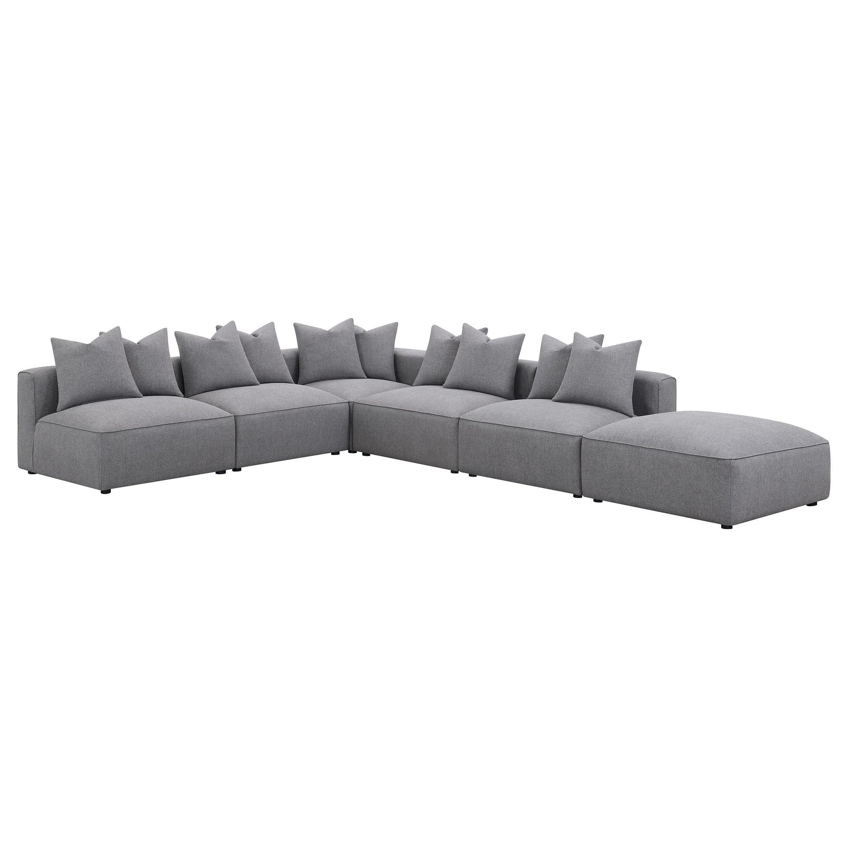 Jennifer grey upholstered armless accent chair front view