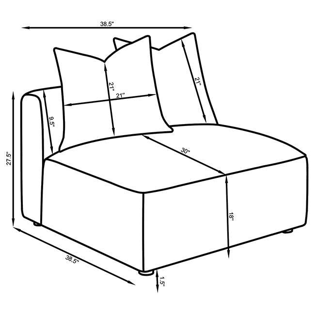 Jennifer grey upholstered armless accent chair front view