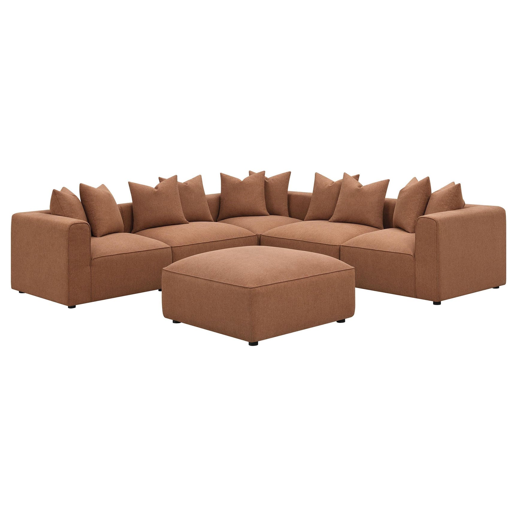 Jennifer Upholstered Armless Accent Chair in Terracotta angled view