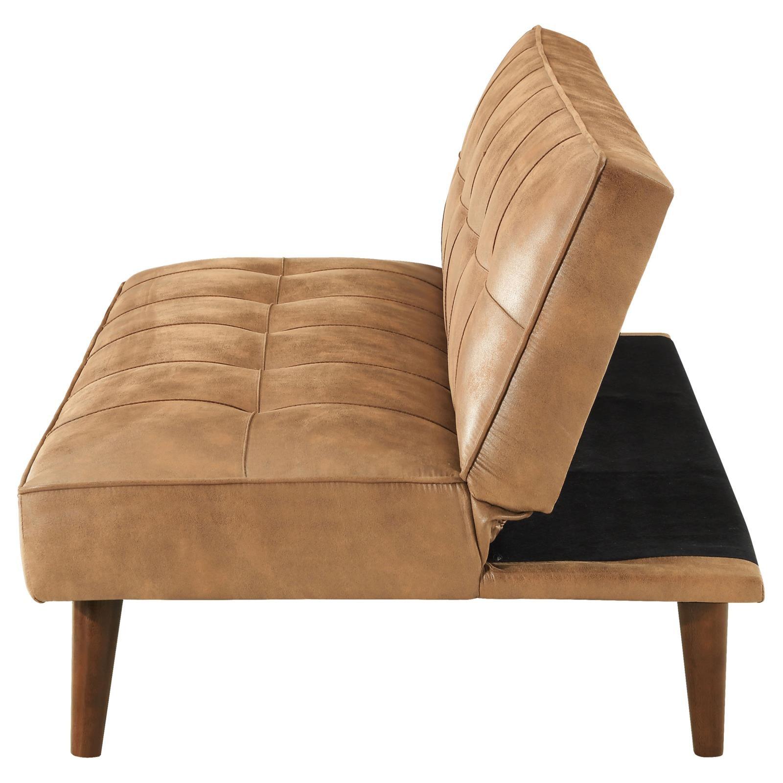 Jenson Convertible Sofa Bed Saddle Brown seat cushion close-up