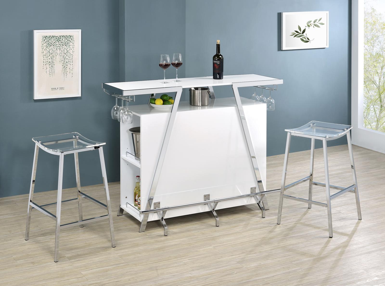 Bar stools viewed in a casual kitchen setting