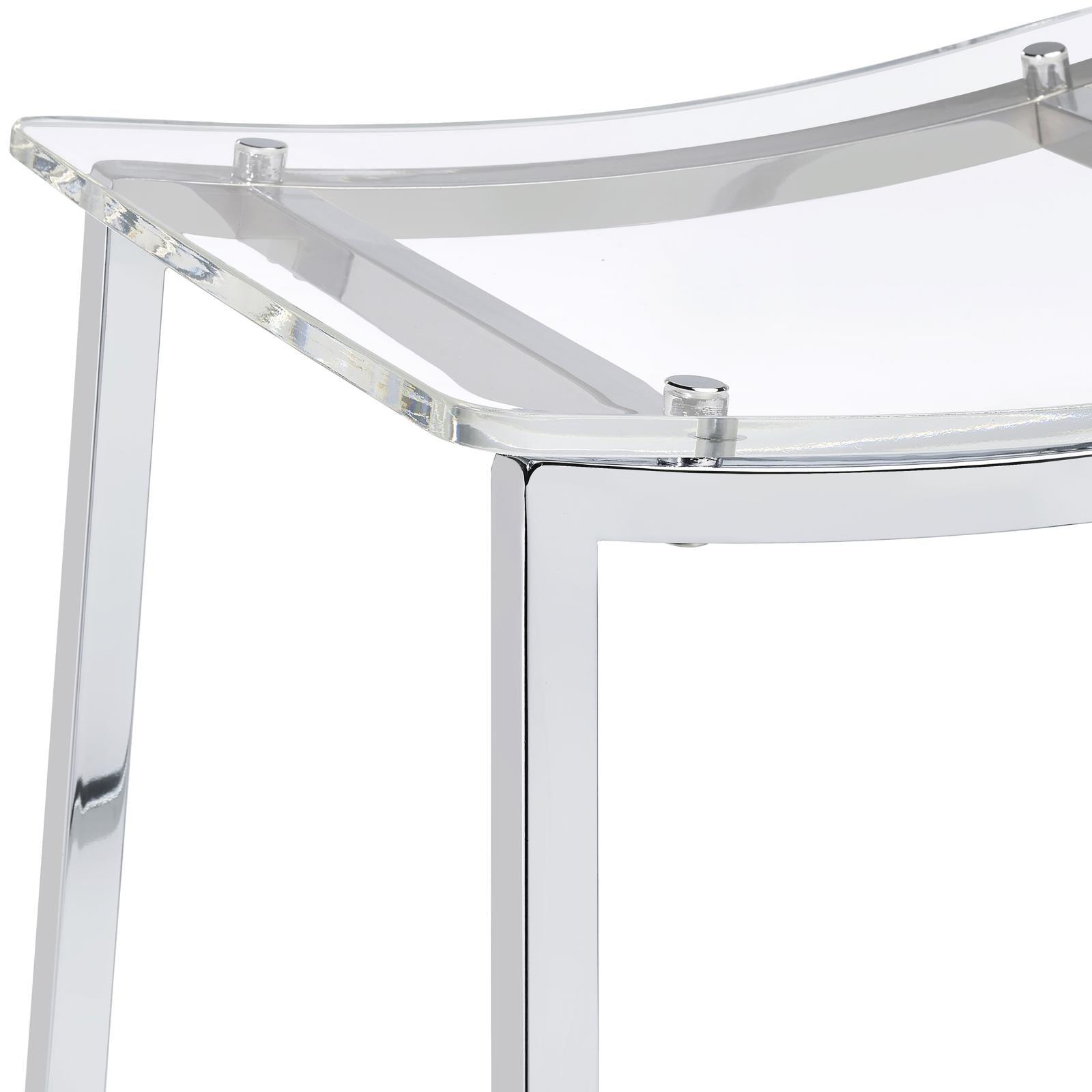 Back view of Jovani acrylic backless counter height bar stools clear and chrome