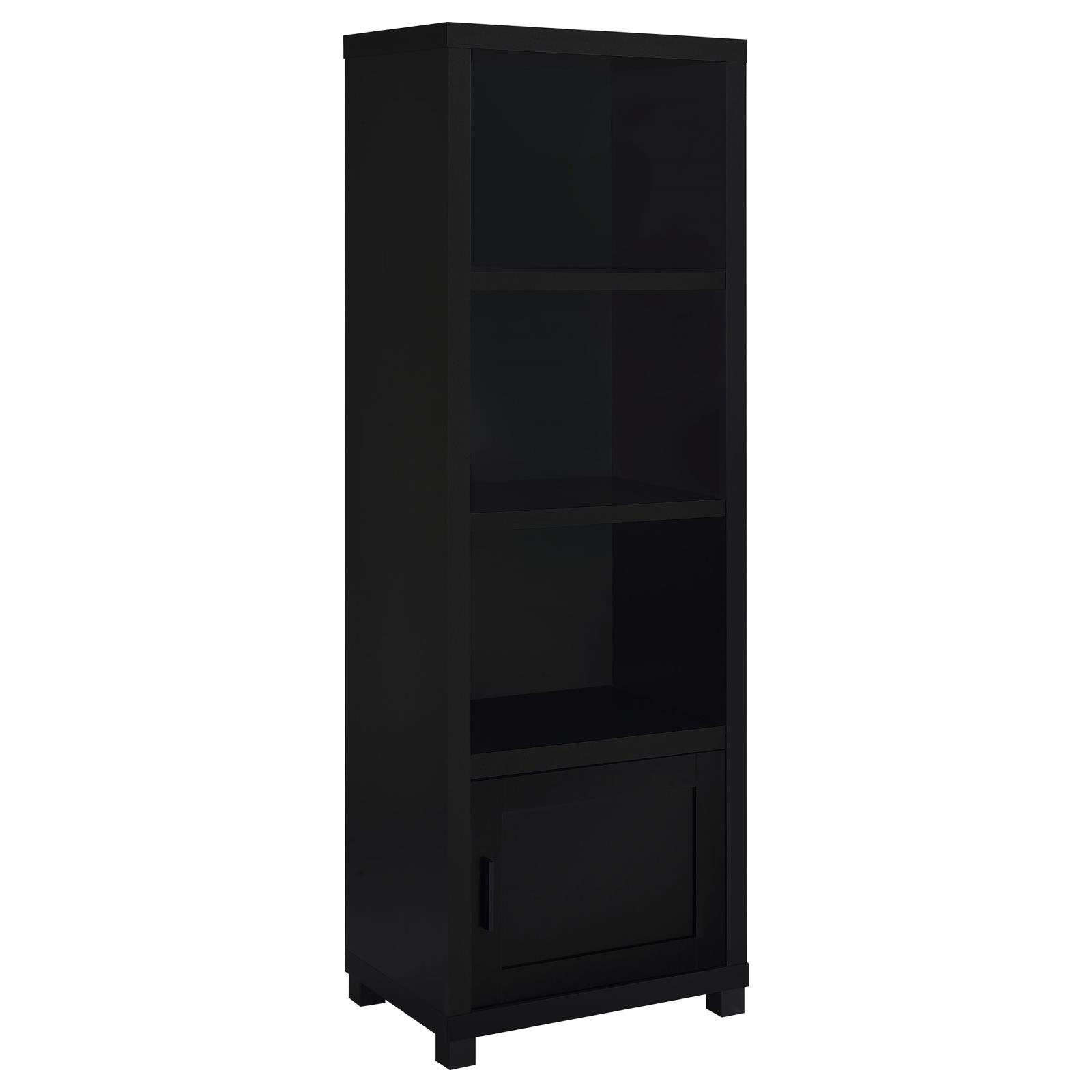 Jupiter 3-Shelf Media Tower Bookcase With Storage Cabinet Black 707756 - Ella Furniture