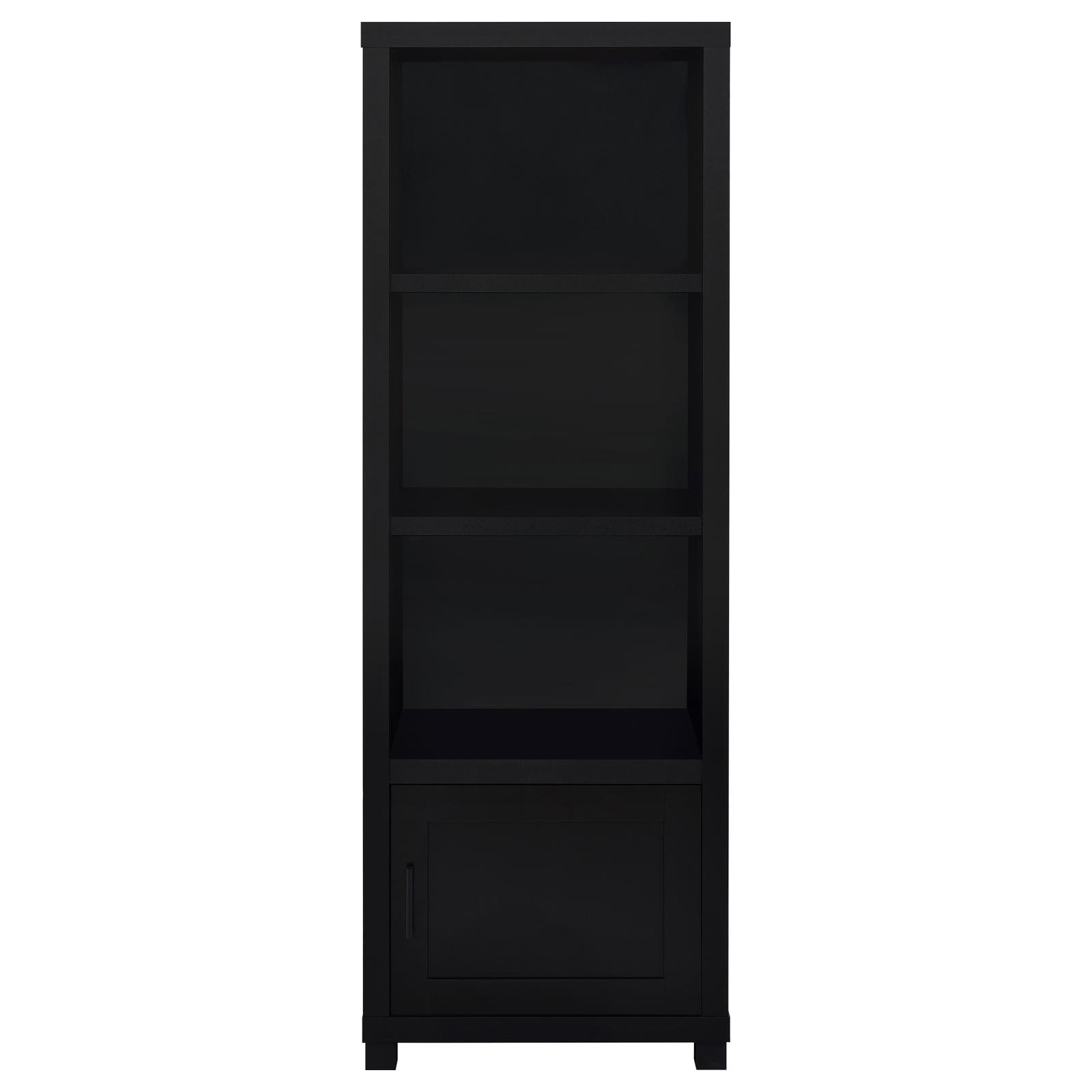 Jupiter 3-Shelf Media Tower Bookcase With Storage Cabinet Black 707756 - Ella Furniture