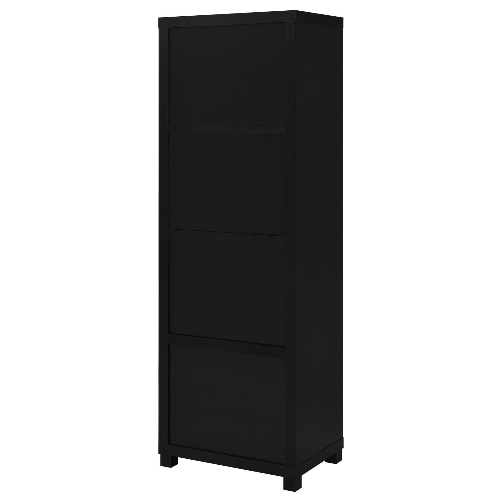 Jupiter 3-Shelf Media Tower Bookcase With Storage Cabinet Black 707756 - Ella Furniture