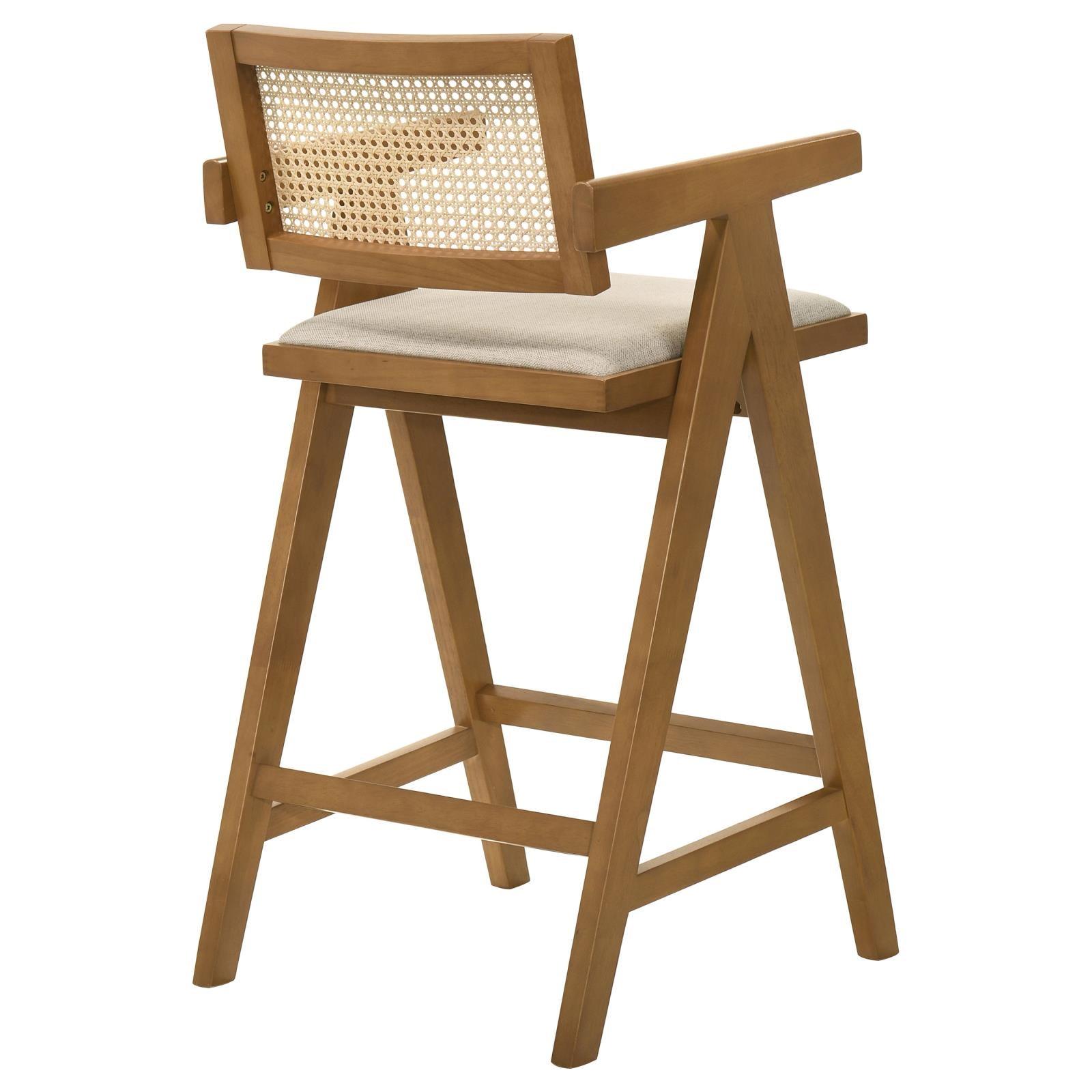 Kane bar stool showing sturdy A-frame legs and tapering armrests