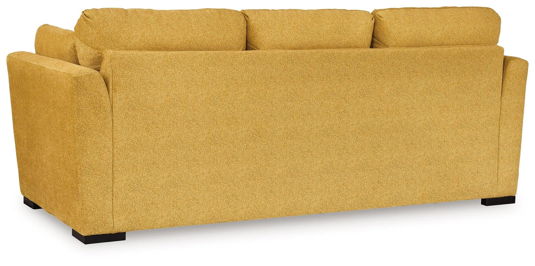 Side perspective of Keerwick Sunflower Chenille Sofa upholstery and structure