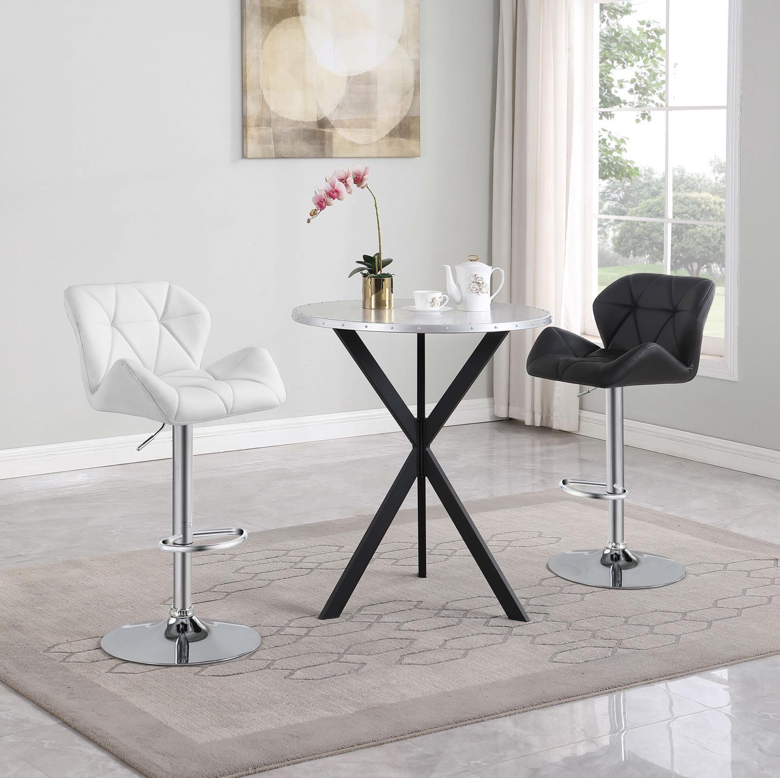 Side angle of Kenzo silver and sandy black metal bar table