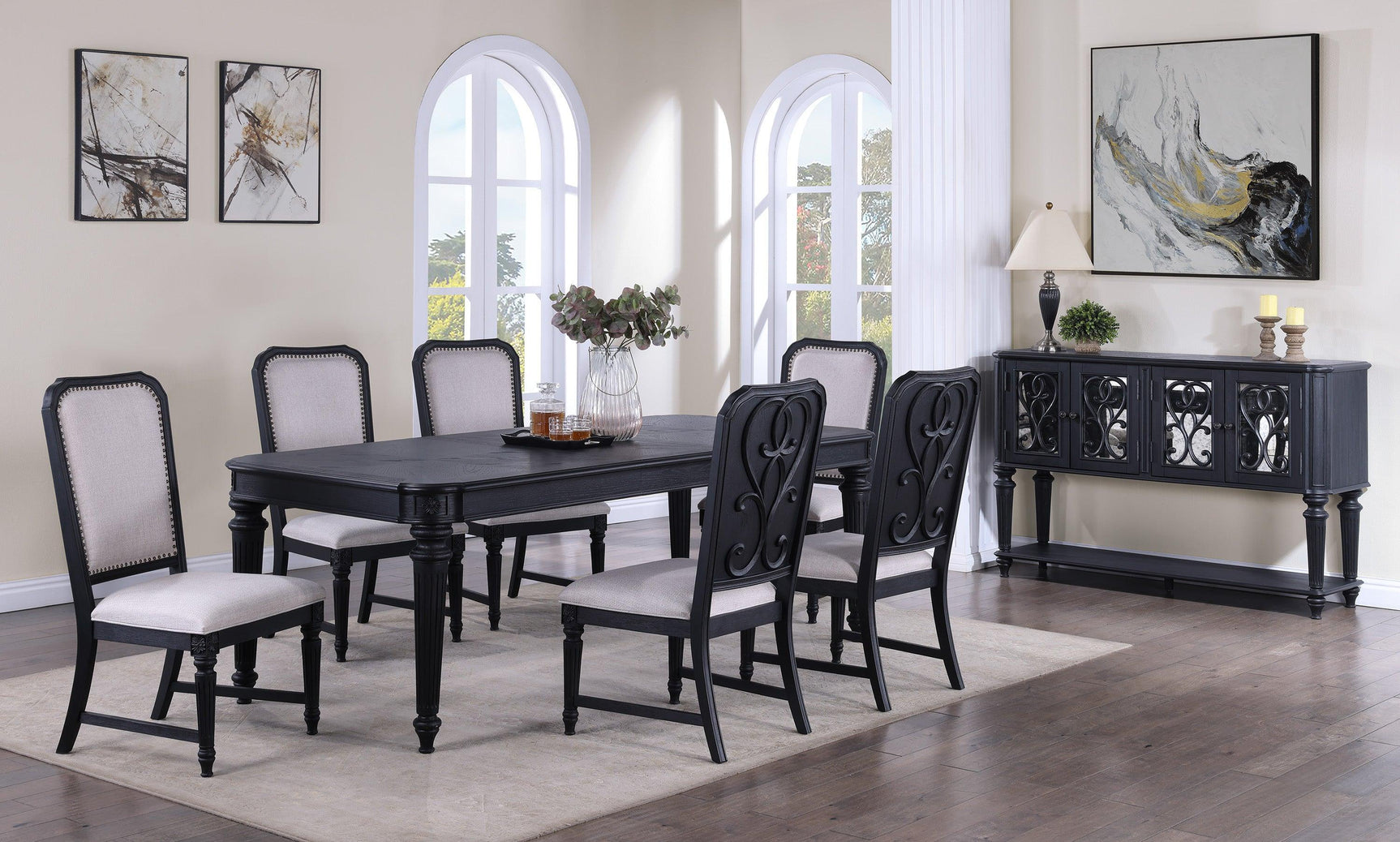 Kingsbury Dark Gray Solid Wood buffet top surface