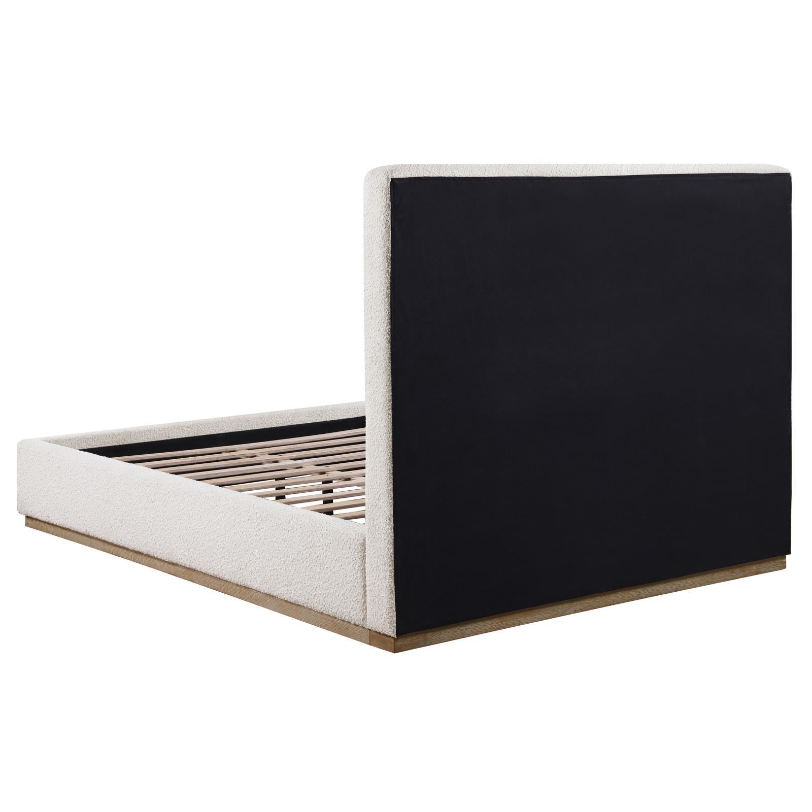 Knox Upholstered Eastern King Platform Bed Cream close-up of headboard