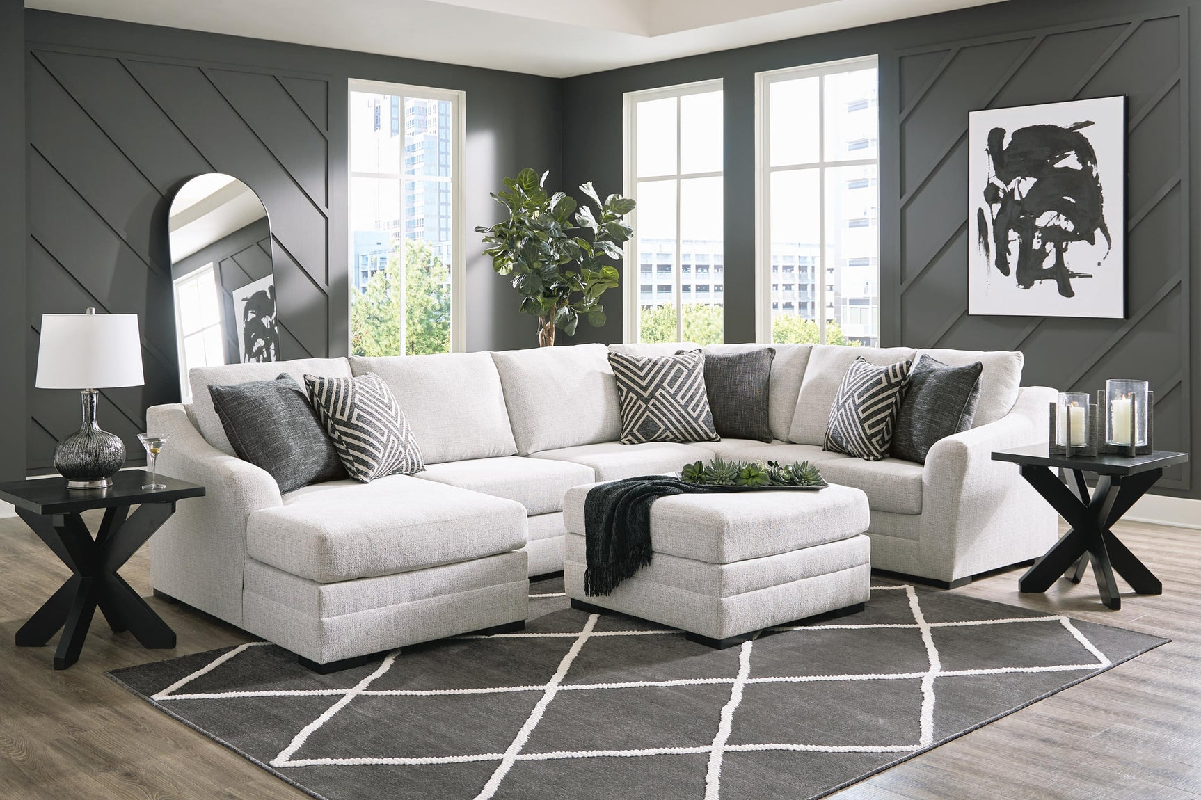 Koralynn Stone 3-Piece Sectional with Ottoman - image 1