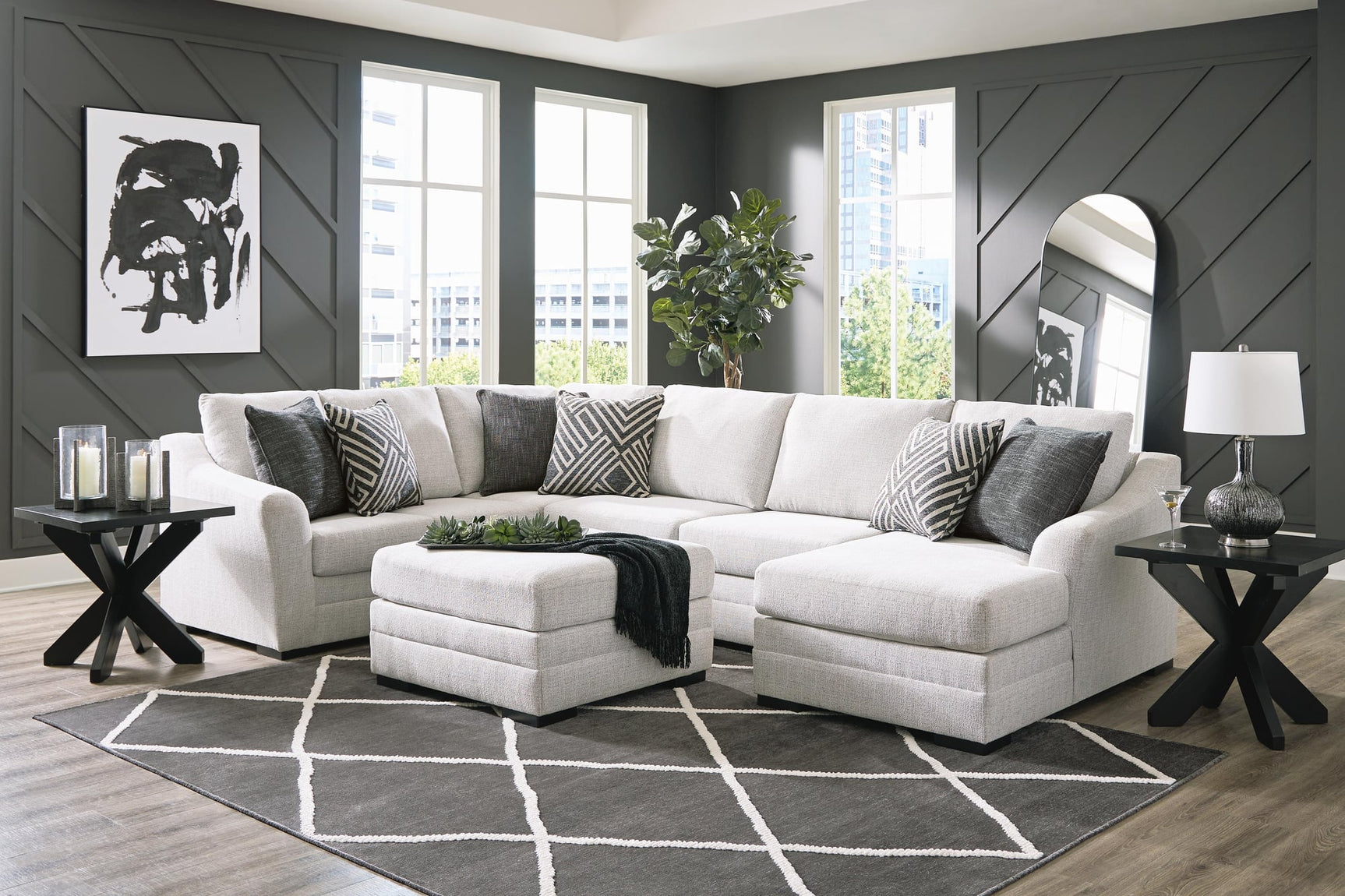 Koralynn Stone 3-Piece Sectional with Ottoman - image 1