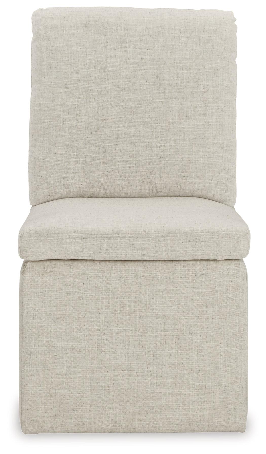 Detail of Krystanza chair padded seat and casters