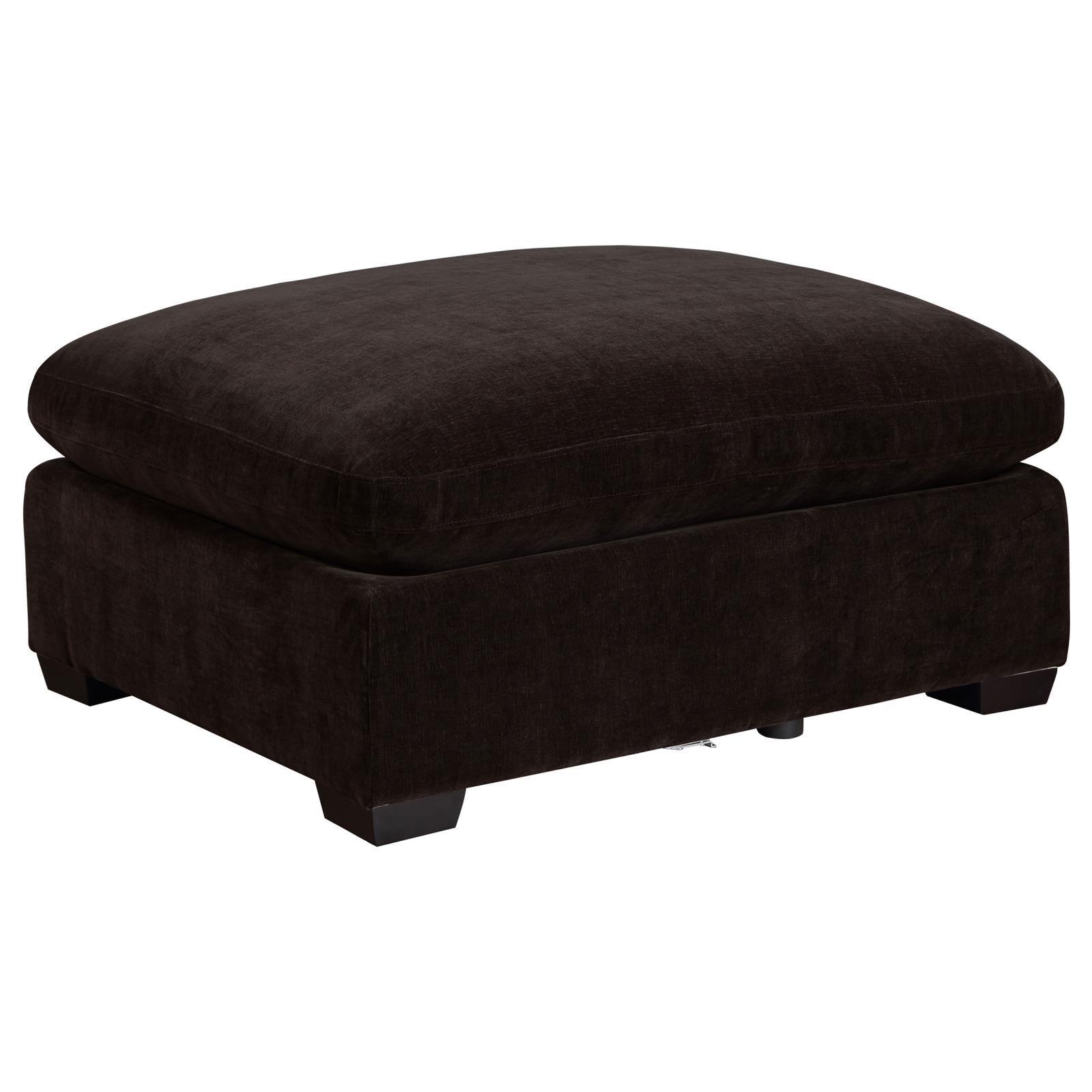 Lakeview Upholstered Ottoman dark chocolate angled view
