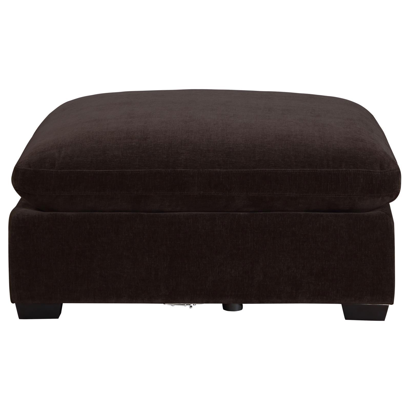 Lakeview Ottoman close-up of tapered wooden leg