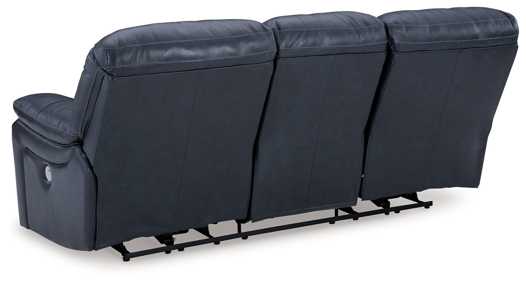 Leesworth Ocean Leather Match Power Reclining Sofa extended ottoman