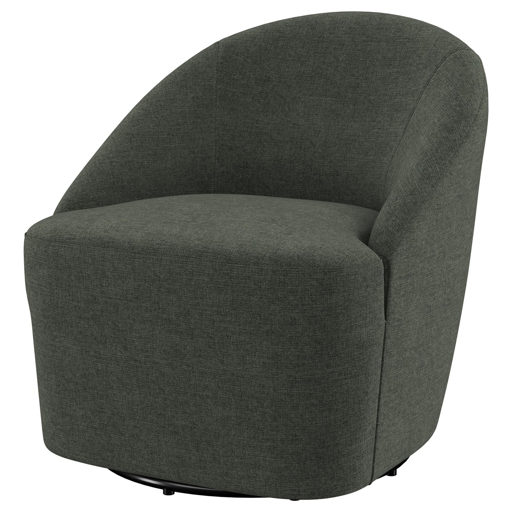 Leon Upholstered Barrel Accent Swivel Chair Hunter Green with swivel base detail
