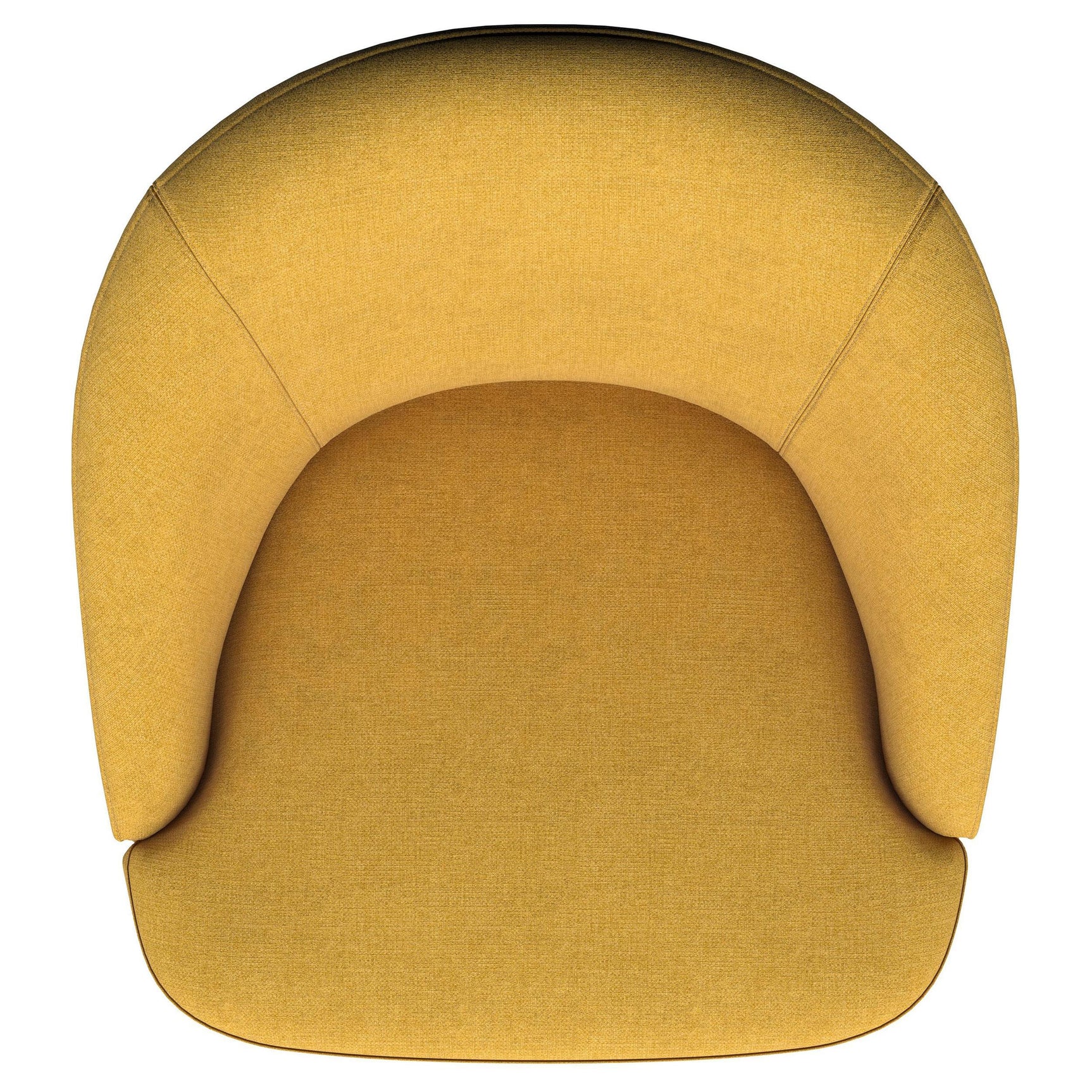 Leon Upholstered Barrel Accent Swivel Chair mustard yellow base and glide detail