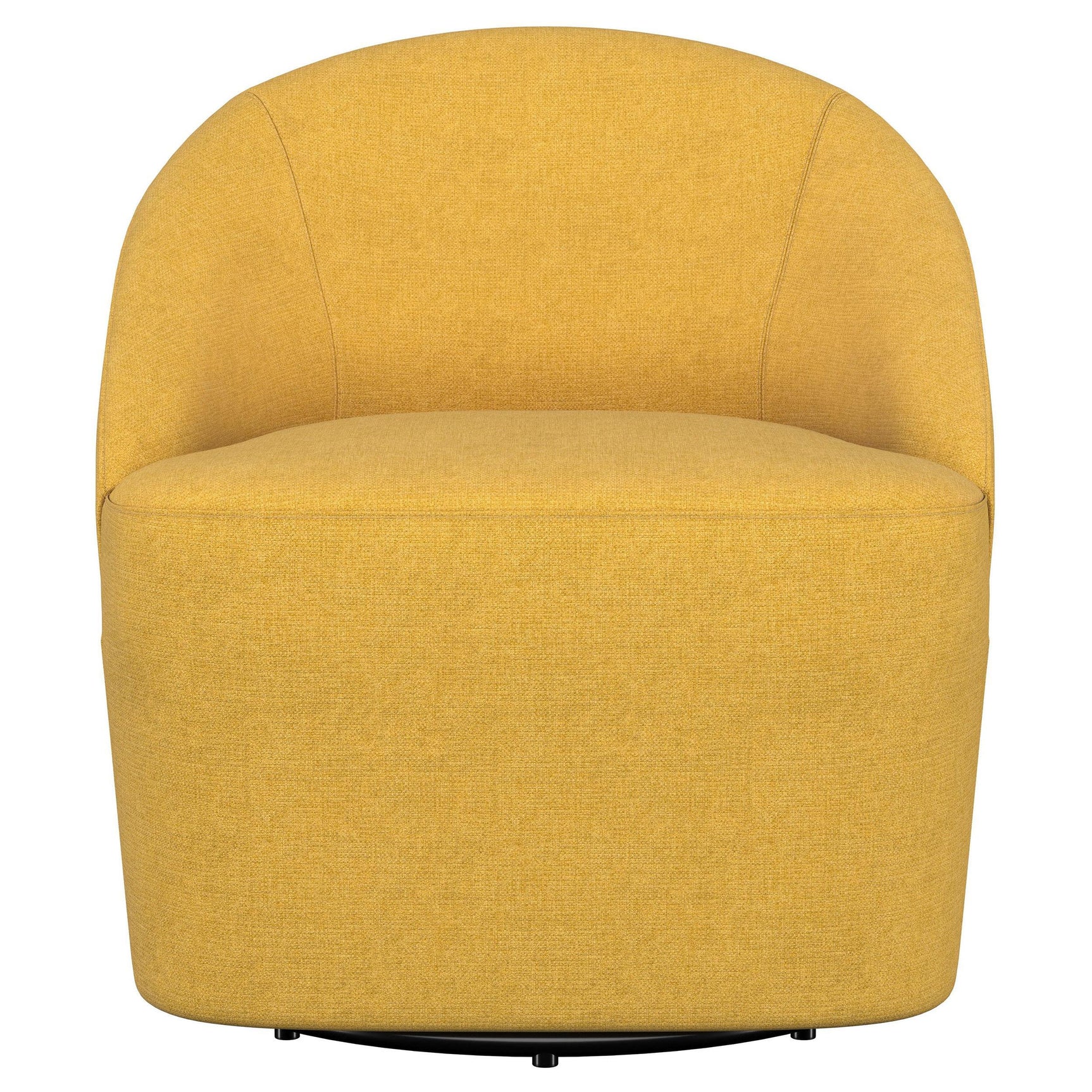 Leon Upholstered Barrel Accent Swivel Chair mustard yellow back angle