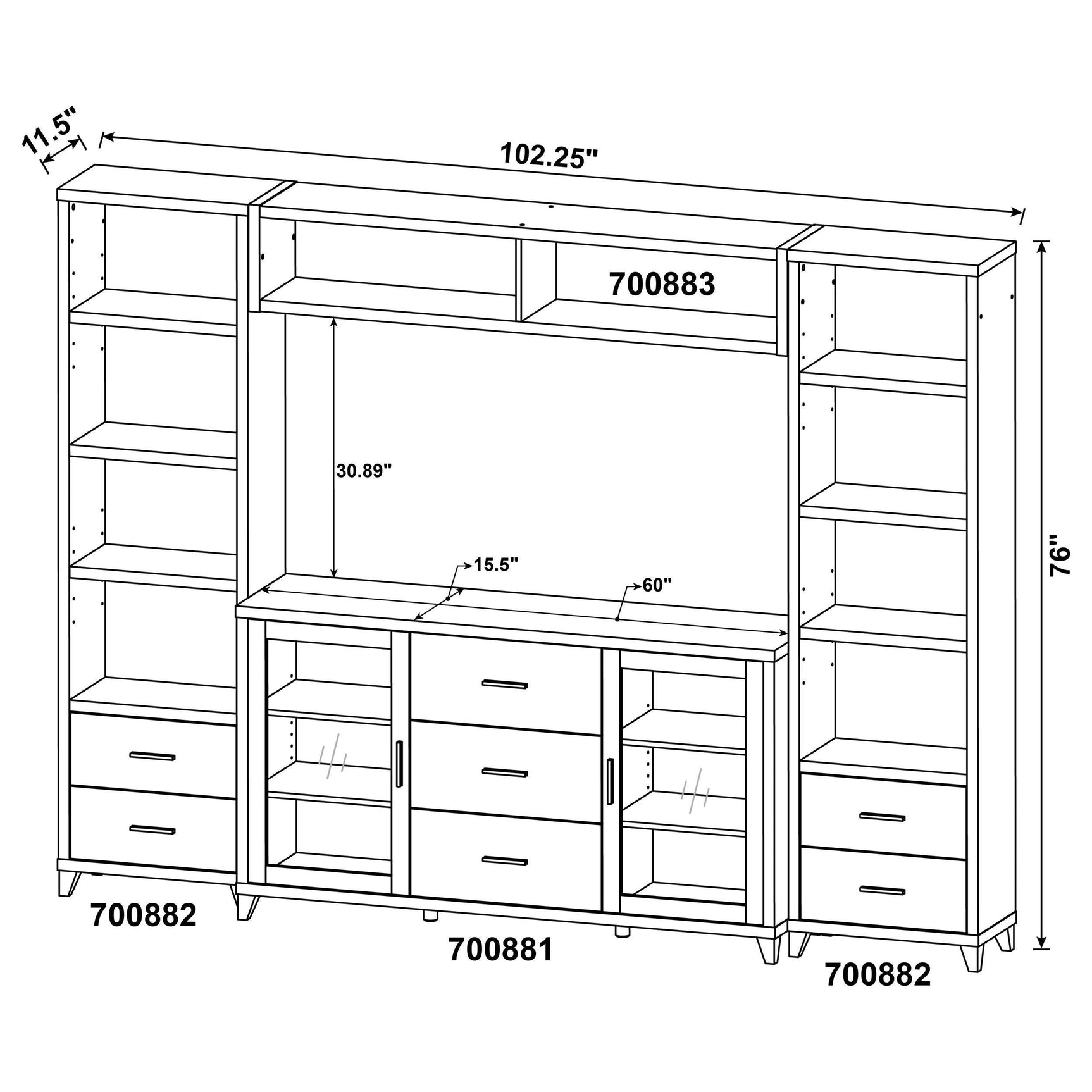 Shelving unit holding decor items