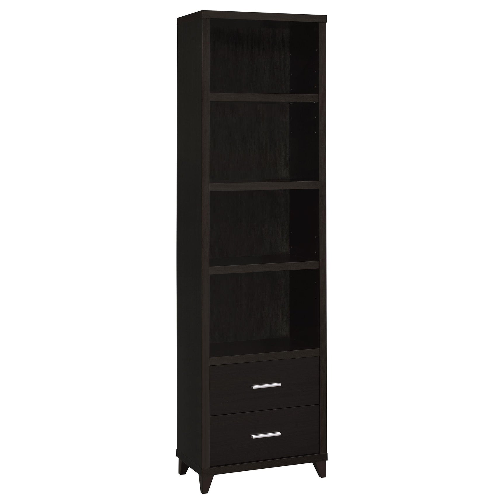 Open shelving units on Lewes 4-piece entertainment center
