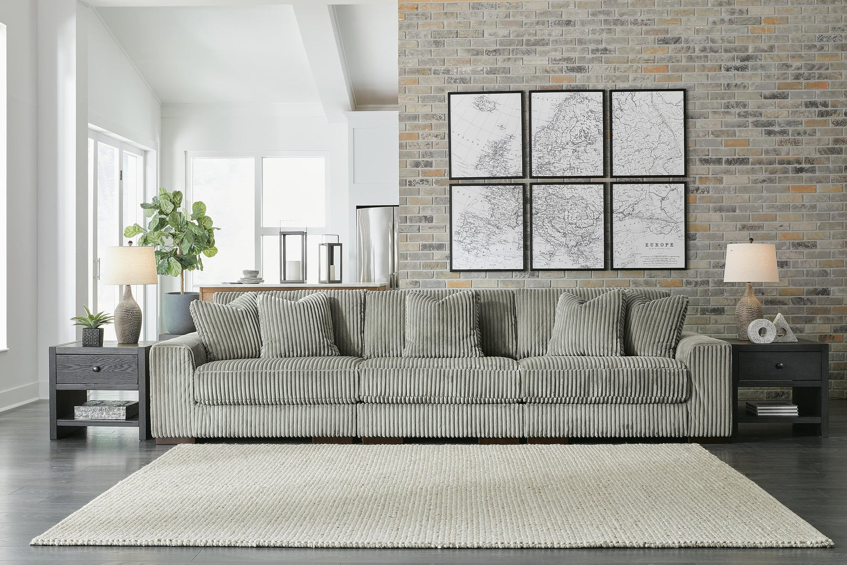 Lindyn Fog Velvet 3-Piece Sectional Sofa - image 3