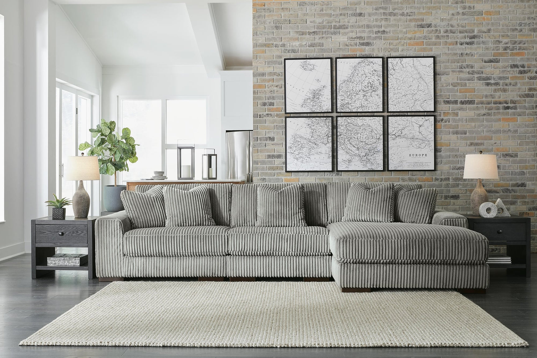 Lindyn Fog Velvet 3-Piece Sectional with Chaise - image 3
