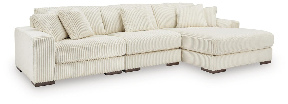 Lindyn Ivory Velvet 3-Piece Sectional with Chaise - image 2