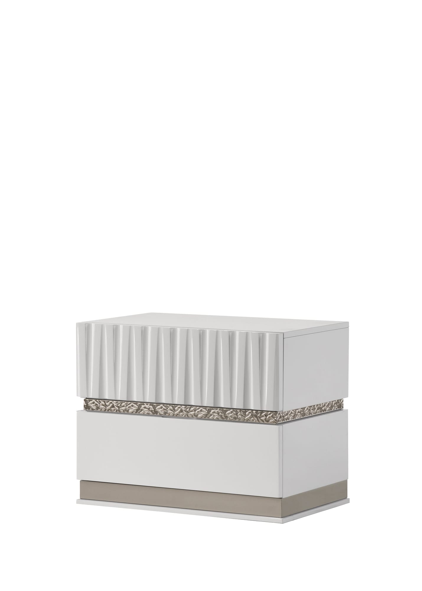 Lisbon White Contemporary Bedroom Set with Cool LED view 10