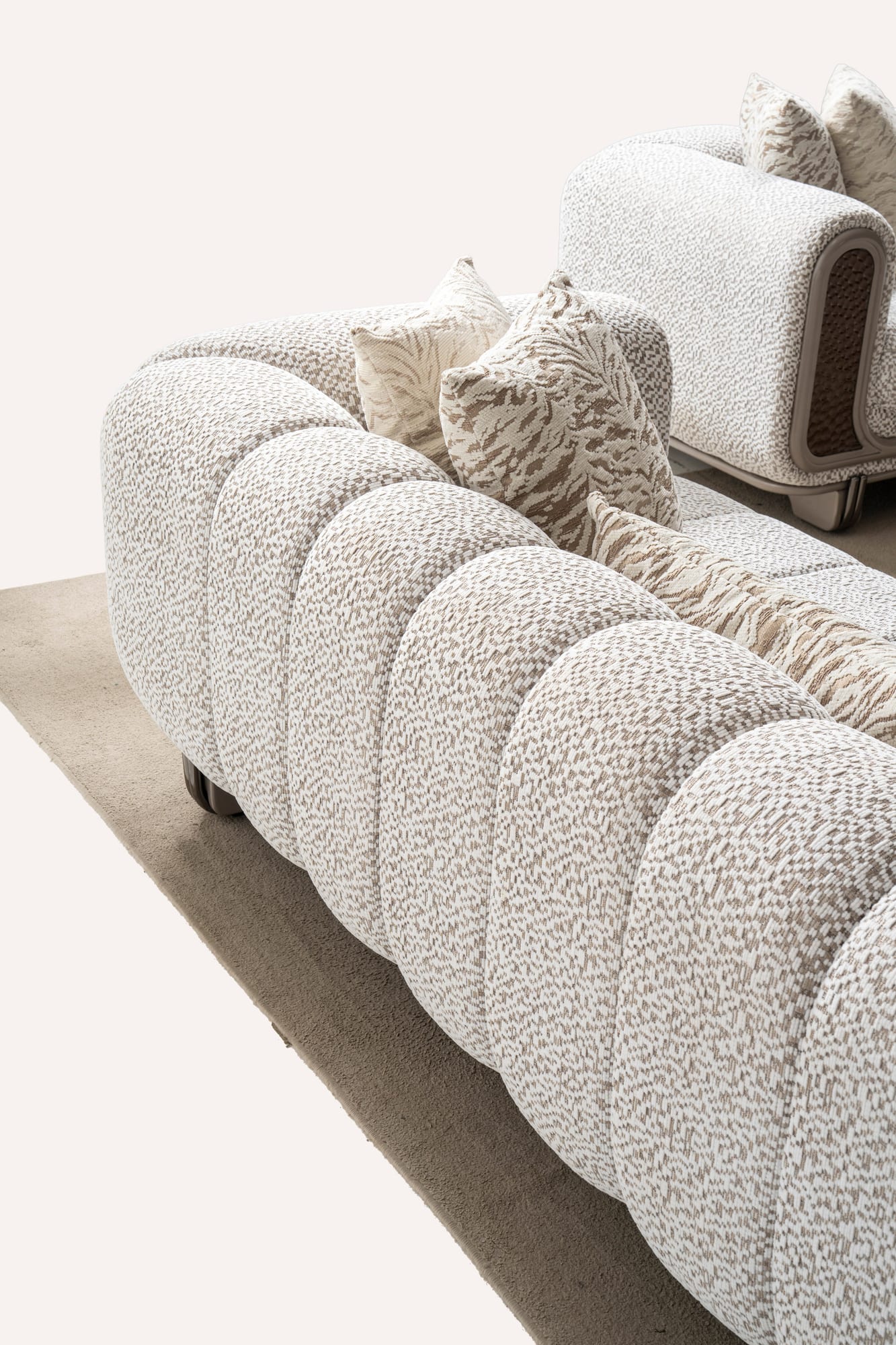 Lora Sofa, Loveseat, and Chair Set with Curved Wood-Trimmed Arms view 7