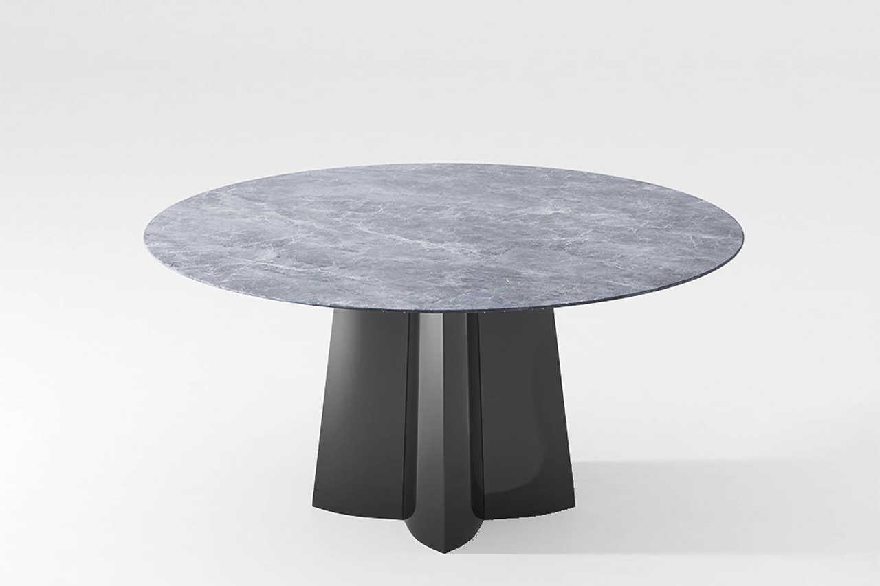 Close-up of luxe faux marble tabletop