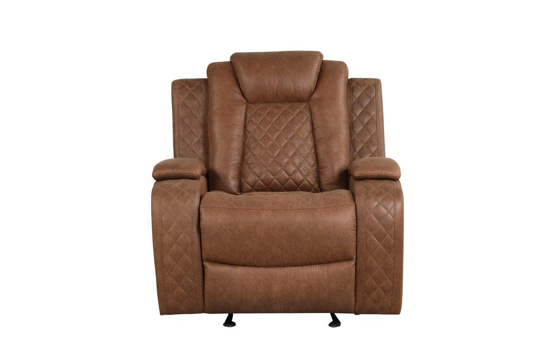 Side view of Luz Tan reclining sofa