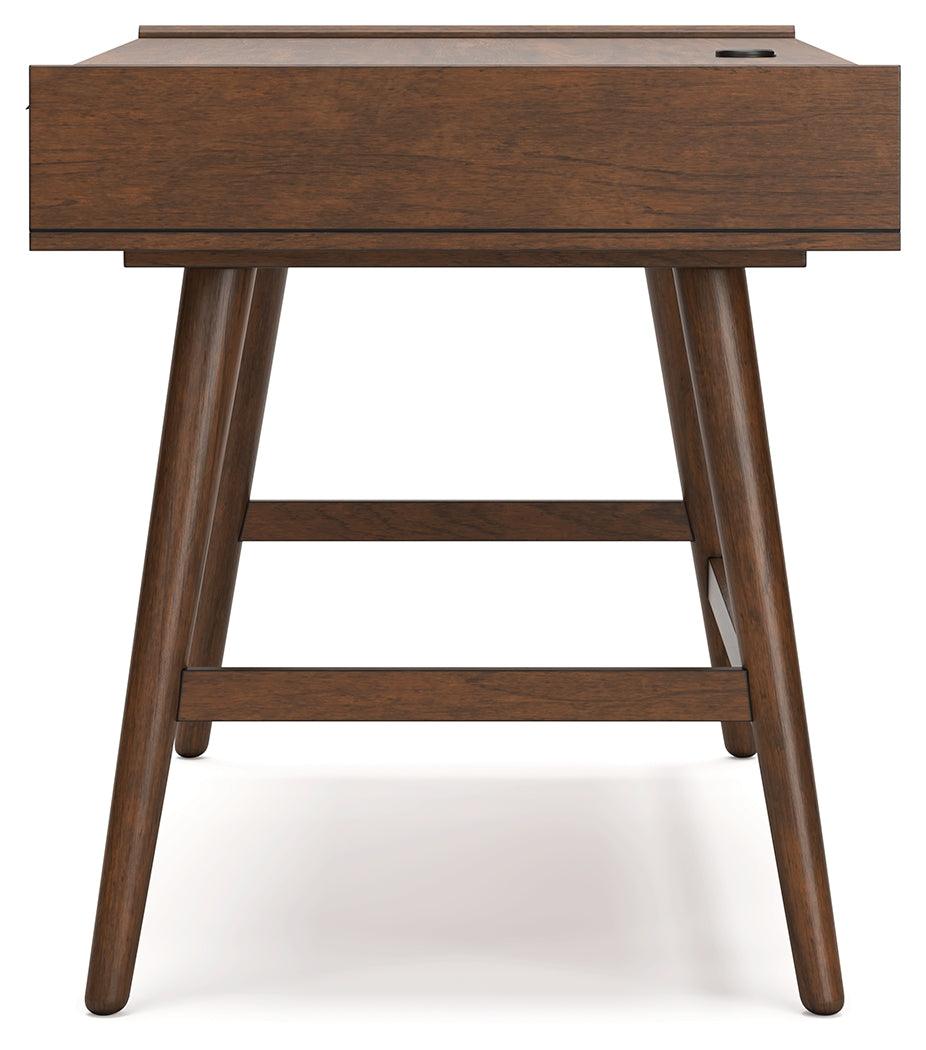 Lyncott Brown 60" Mid-Century Style Home Office Desk side profile