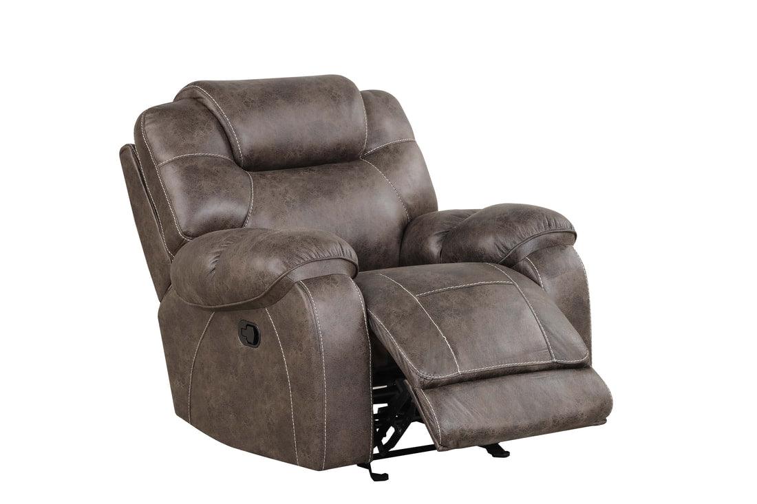 Madrid Chocolate Rustic Leather 3-Piece Reclining Set overall living room setup